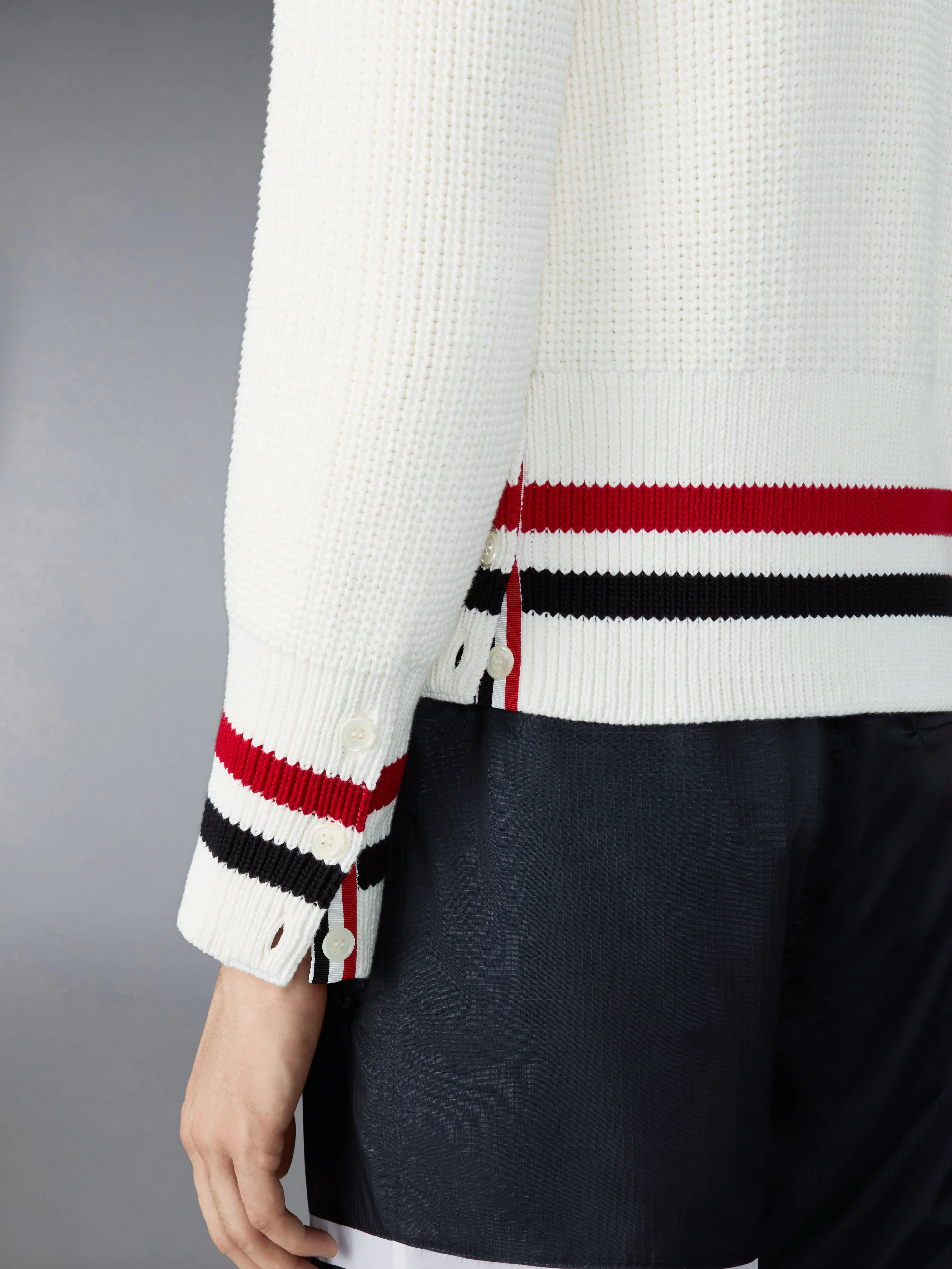 HALF CARDIGAN STITCH COTTON RWB CARDIGAN - Image 4