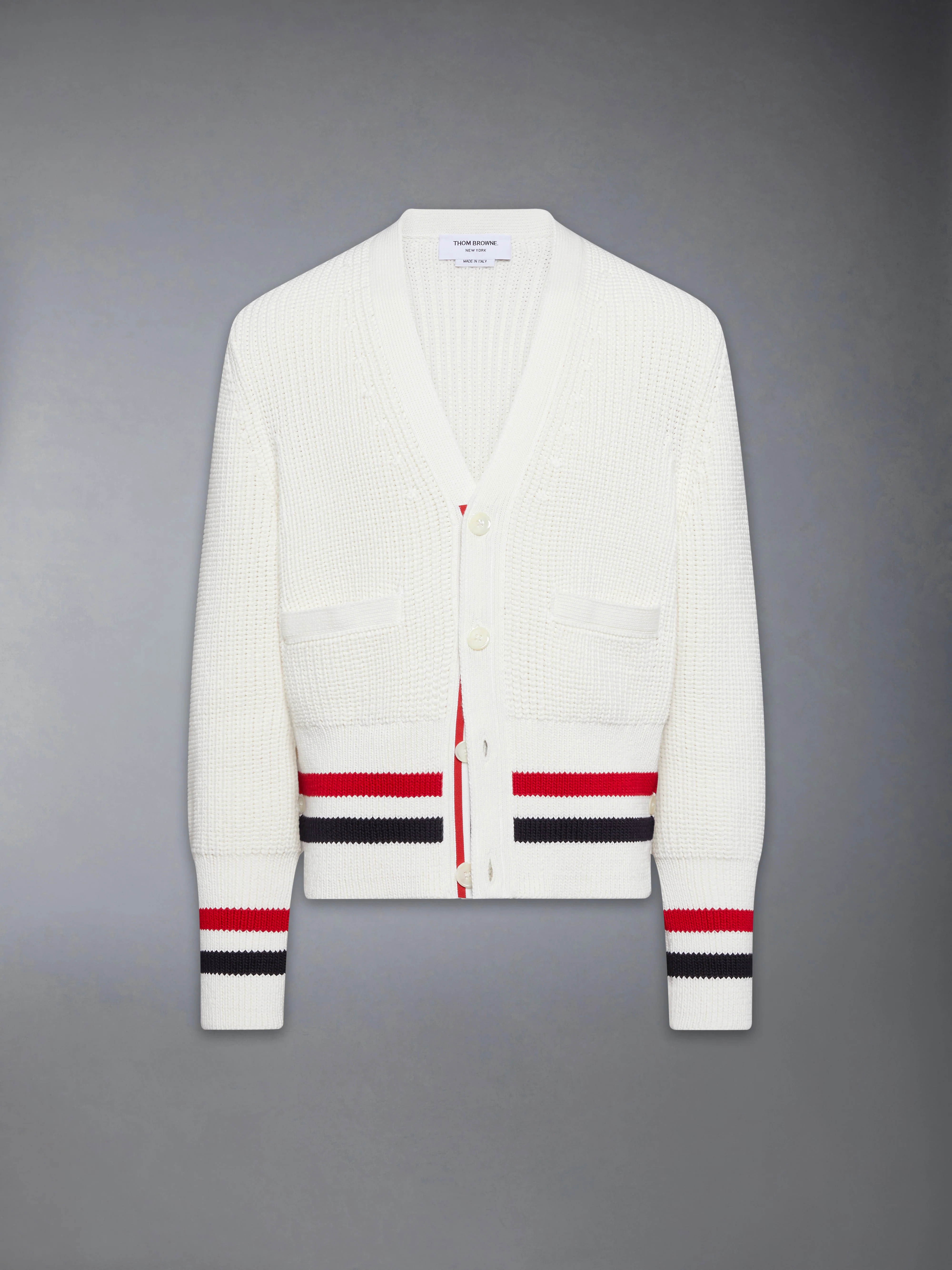 HALF CARDIGAN STITCH COTTON RWB CARDIGAN - Image 6