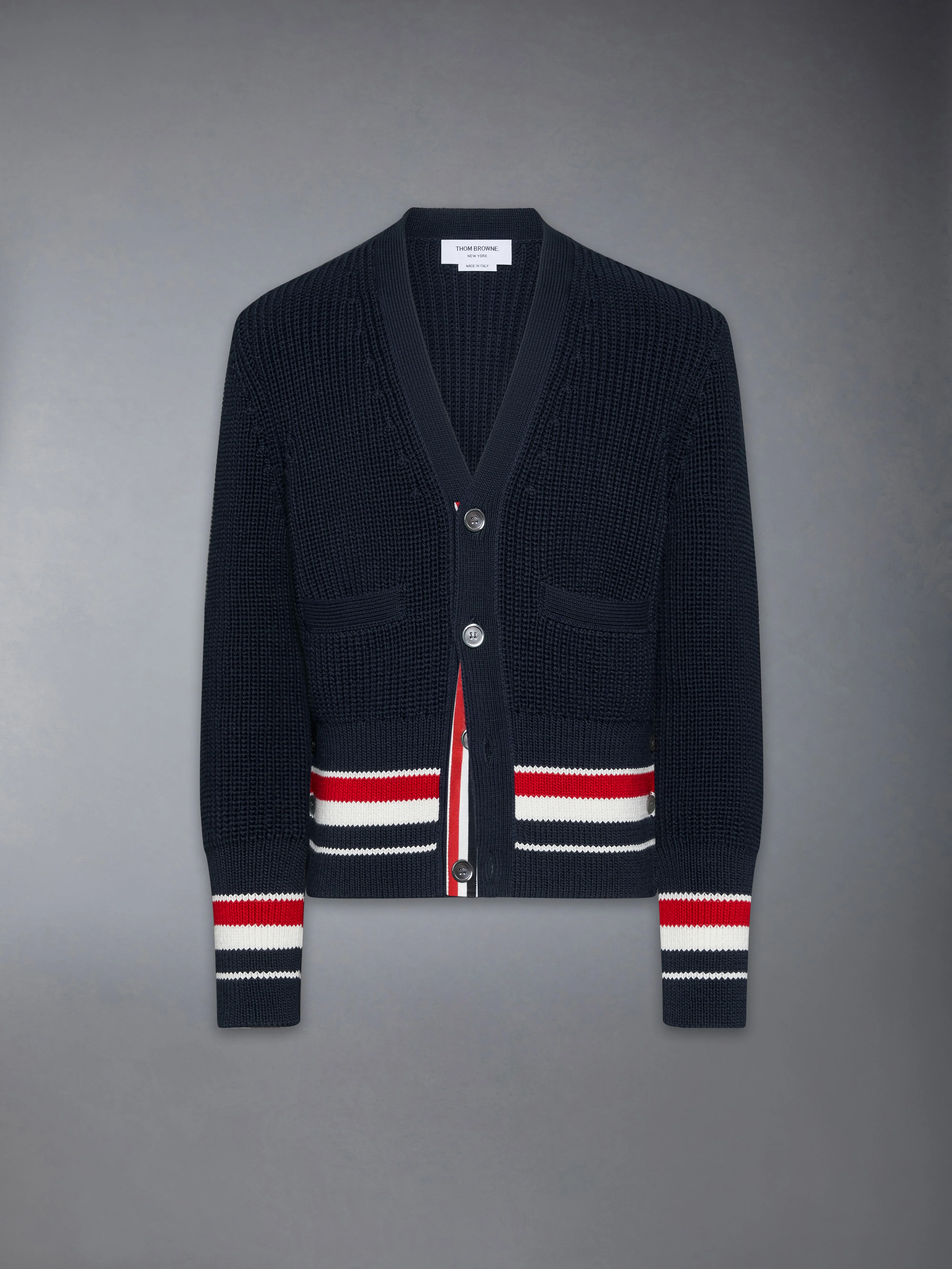 HALF CARDIGAN STITCH COTTON RWB CARDIGAN - Image 6