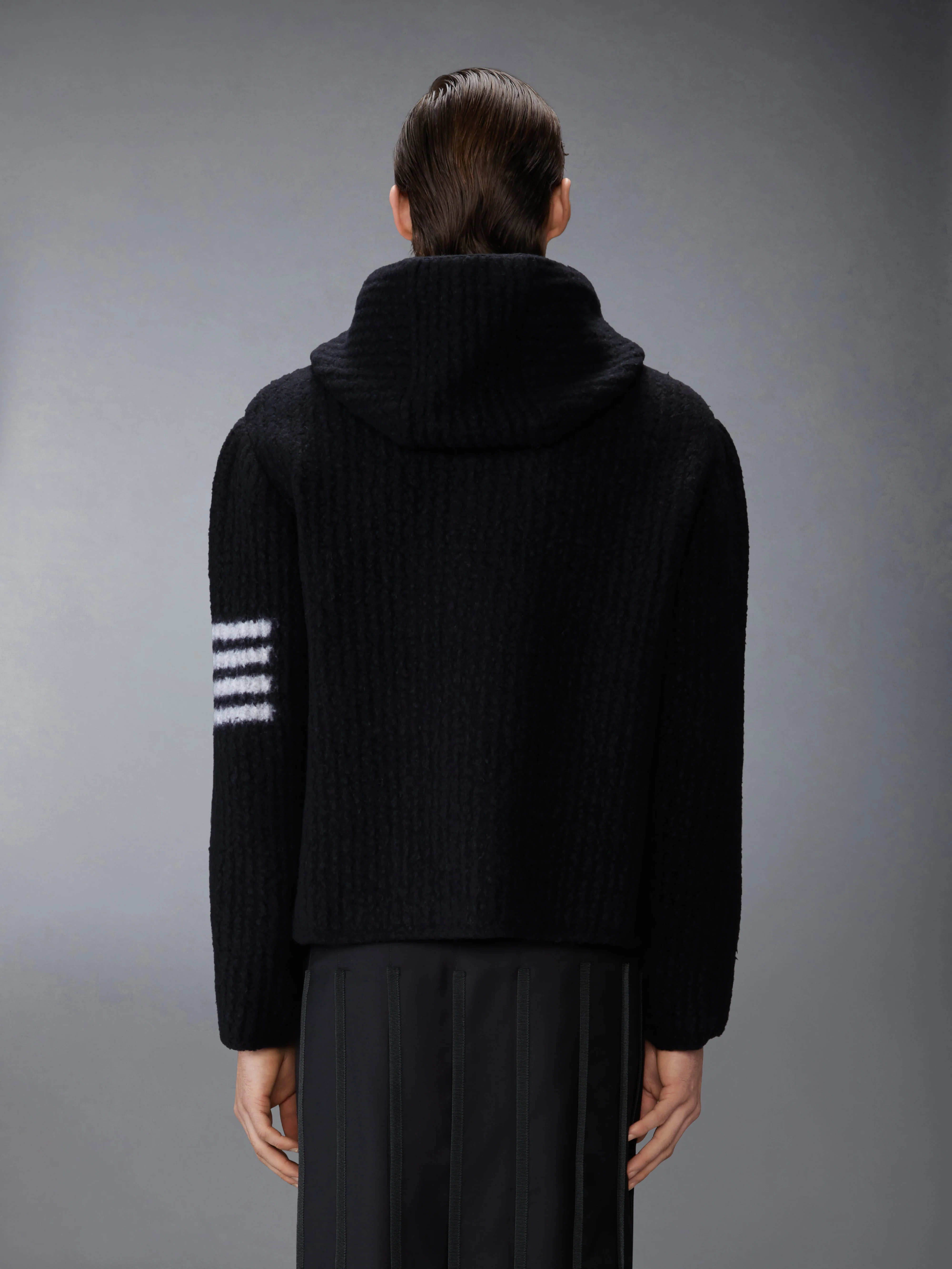INTARSIA 4-BAR BOILED MERINO WOOL DUFFLE COAT - Image 2