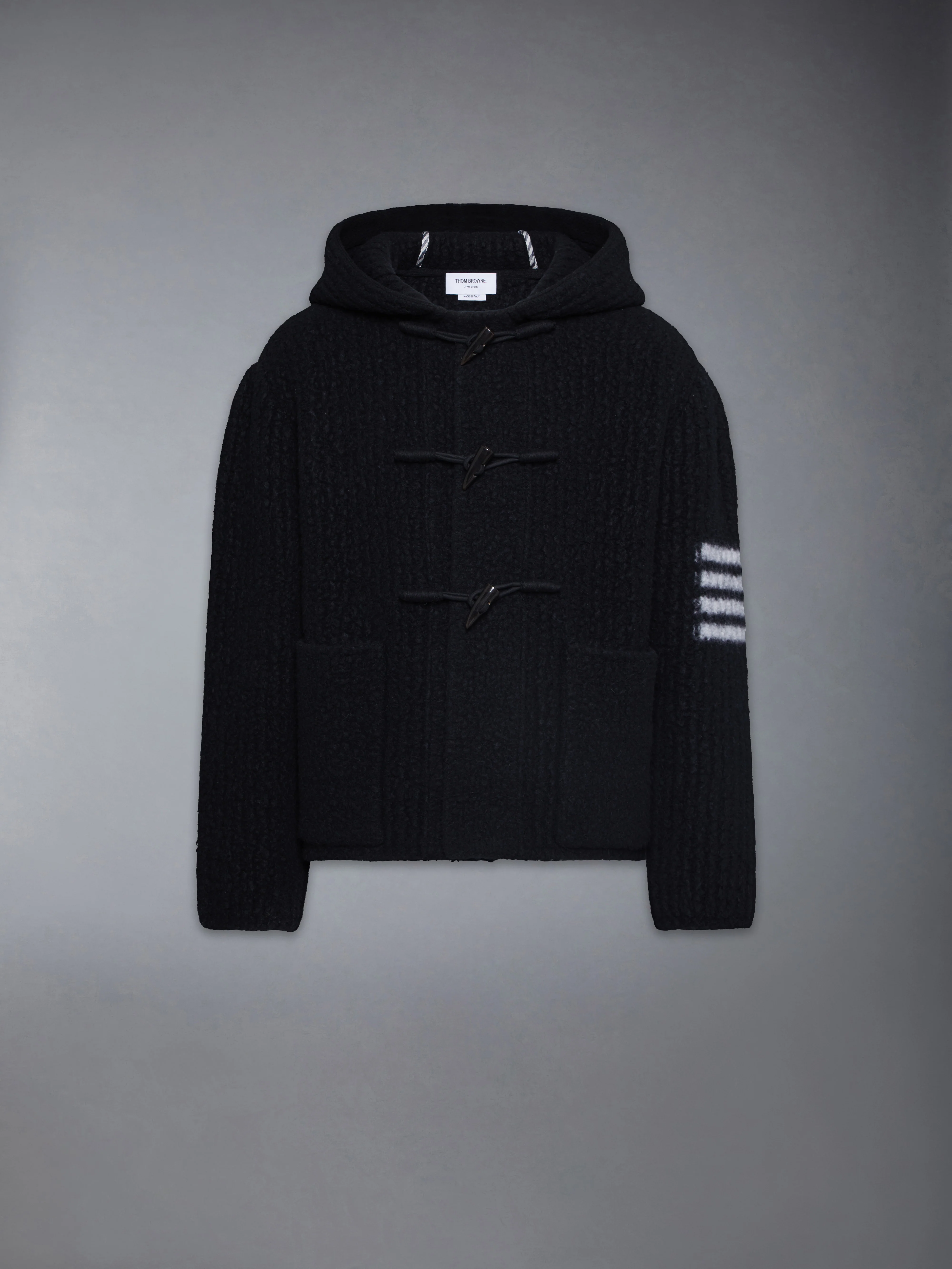 INTARSIA 4-BAR BOILED MERINO WOOL DUFFLE COAT - Image 6