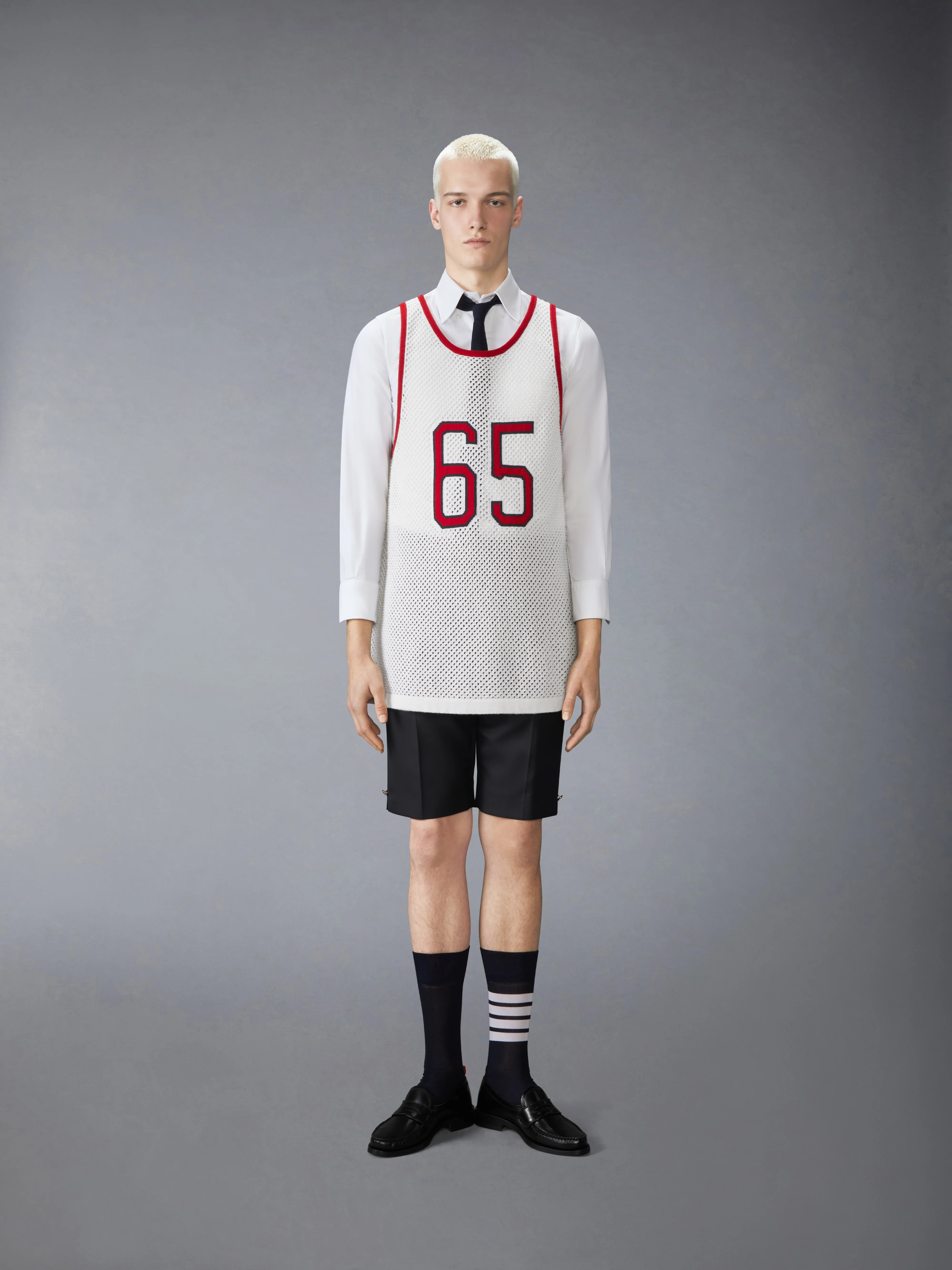 INTARSIA CASHMERE MESH BASKETBALL JERSEY - Image 3