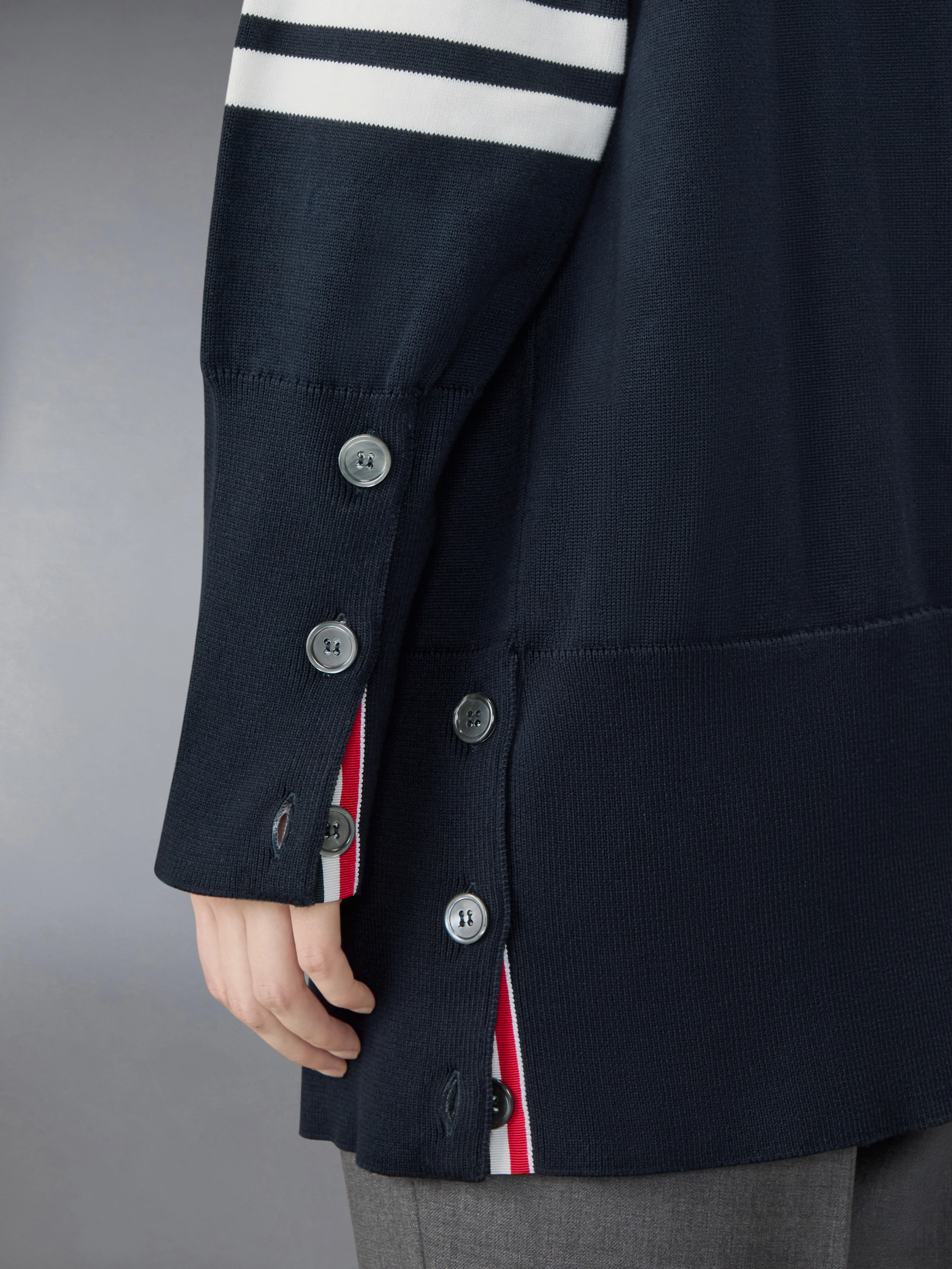 JERSEY STITCH COTTON 4-BAR EXAGGERATED FIT CARDIGAN - Image 5