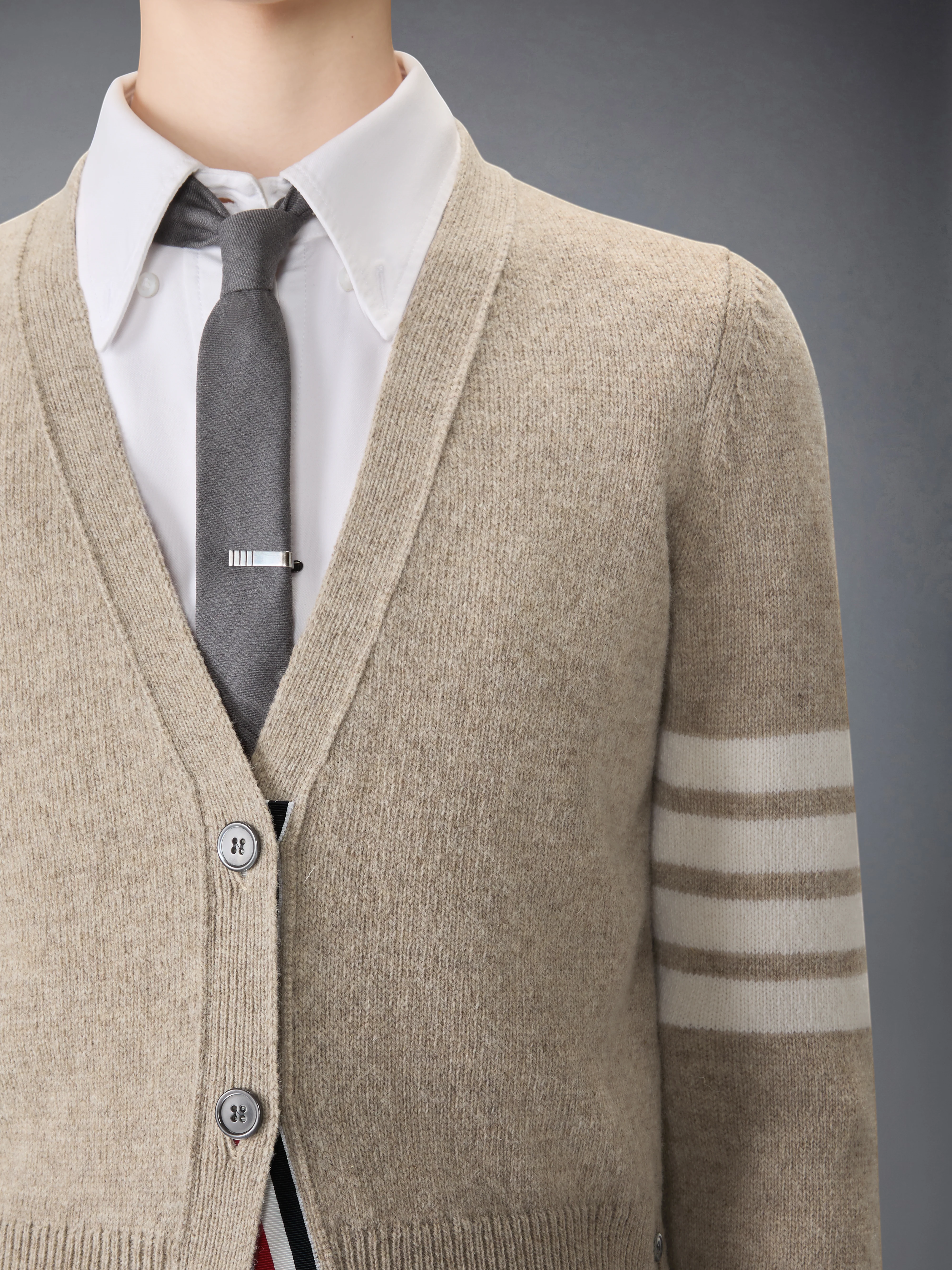 JERSEY STITCH SHETLAND WOOL 4-BAR CARDIGAN - Image 5