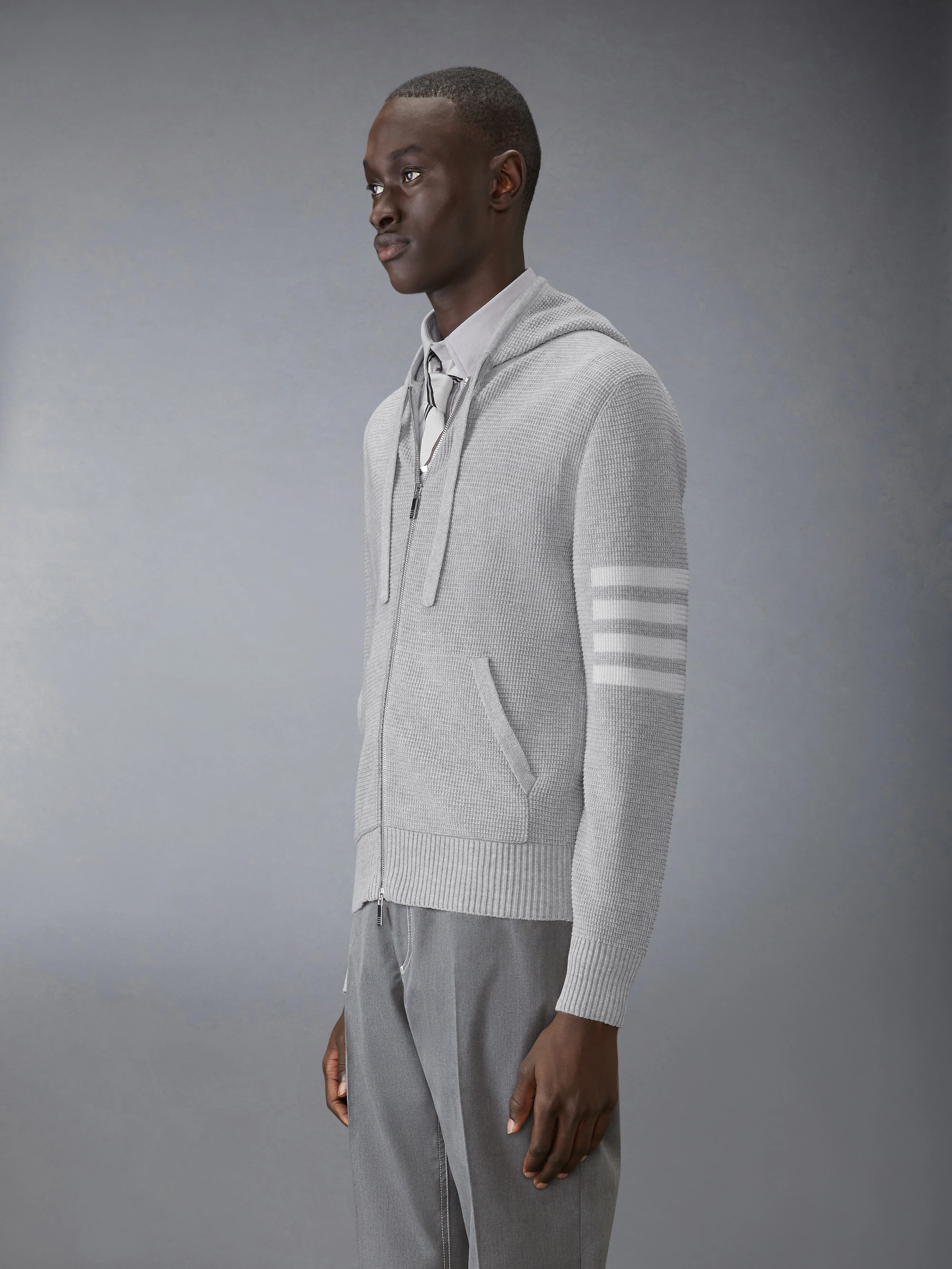 LINEN COTTON 4-BAR RELAXED FIT HOODIE - Image 2