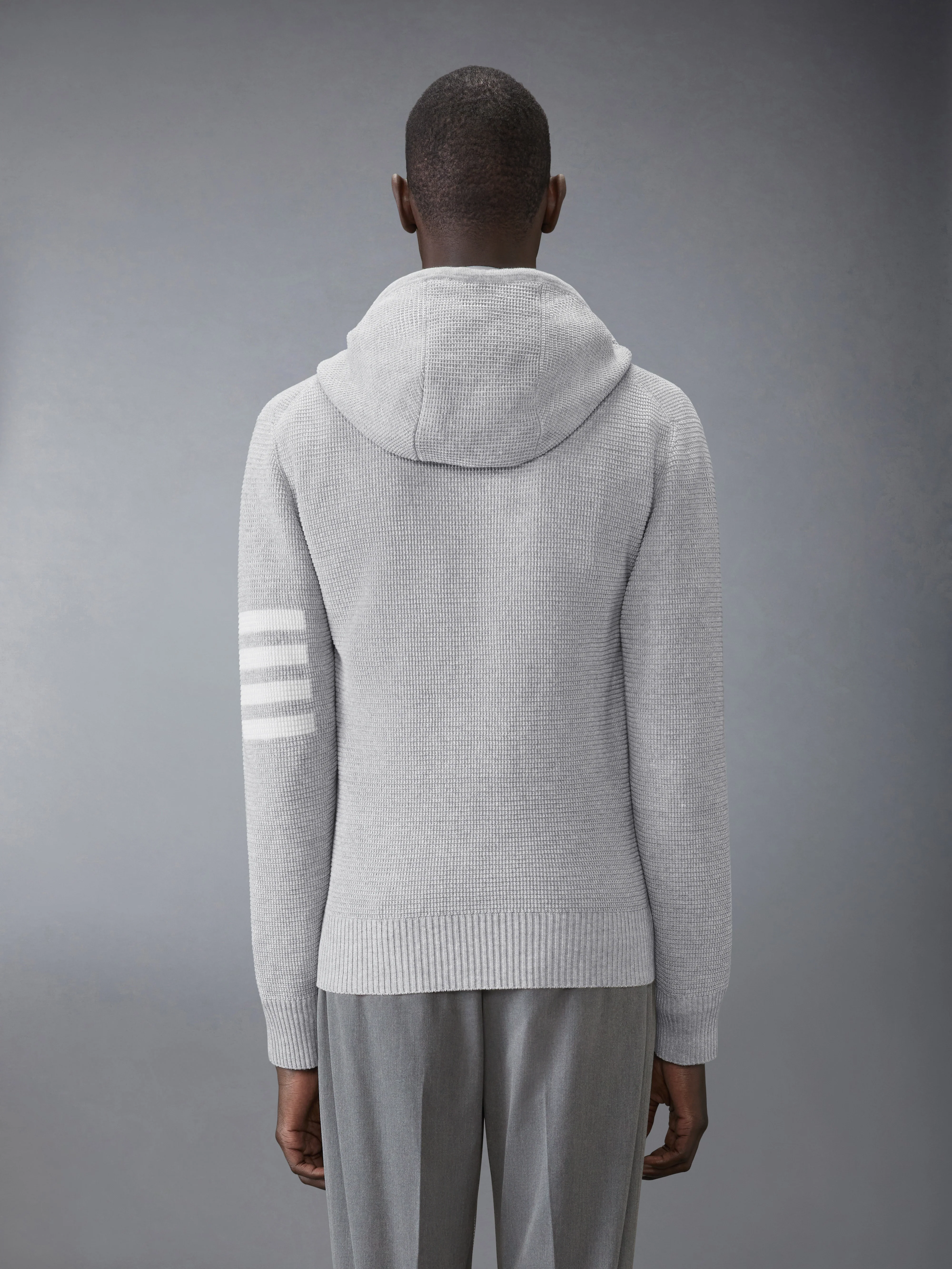 LINEN COTTON 4-BAR RELAXED FIT HOODIE - Image 3