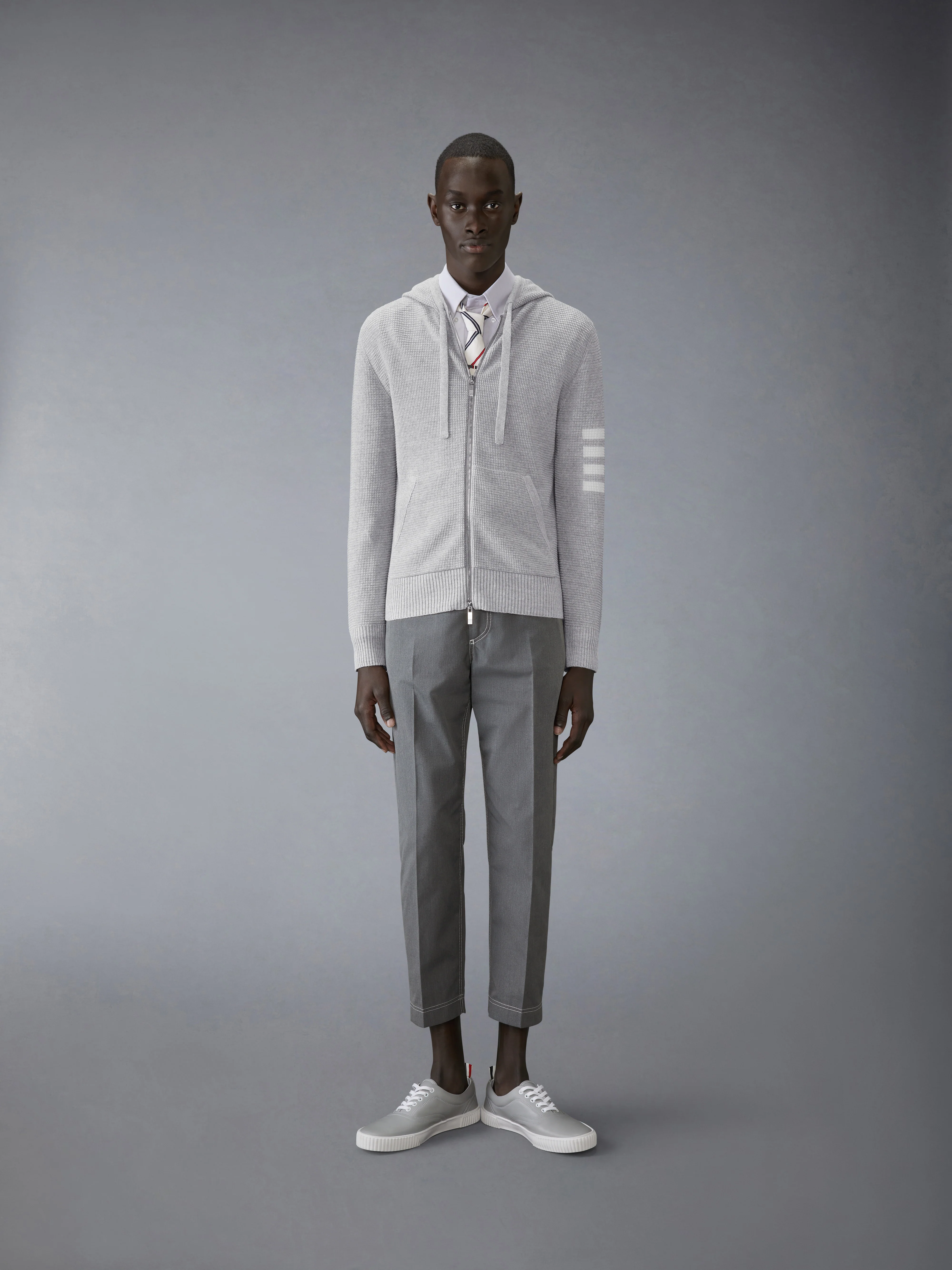 LINEN COTTON 4-BAR RELAXED FIT HOODIE - Image 4
