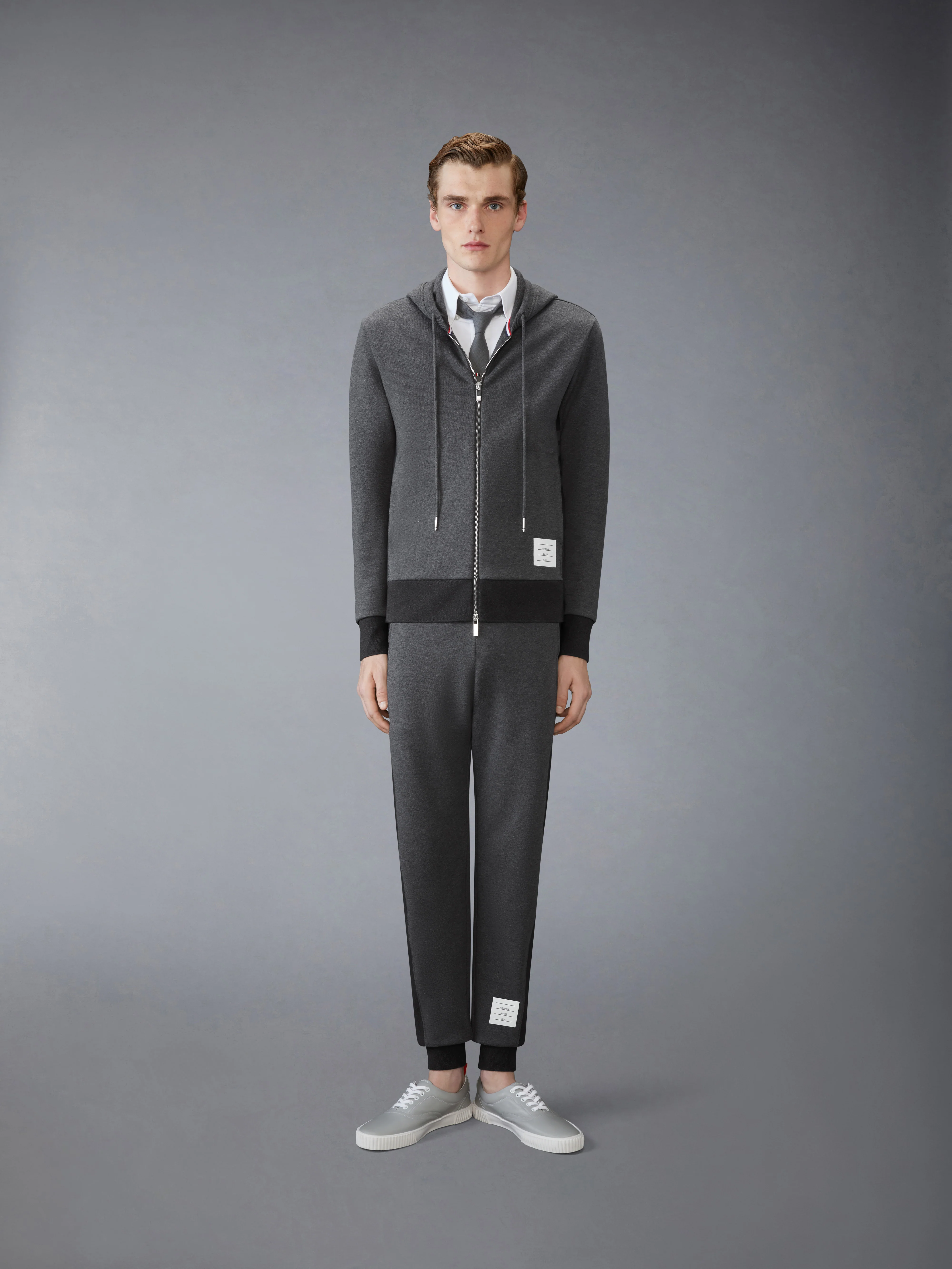 LOOPBACK JERSEY 4-BAR ZIP UP HOODIE - Image 3