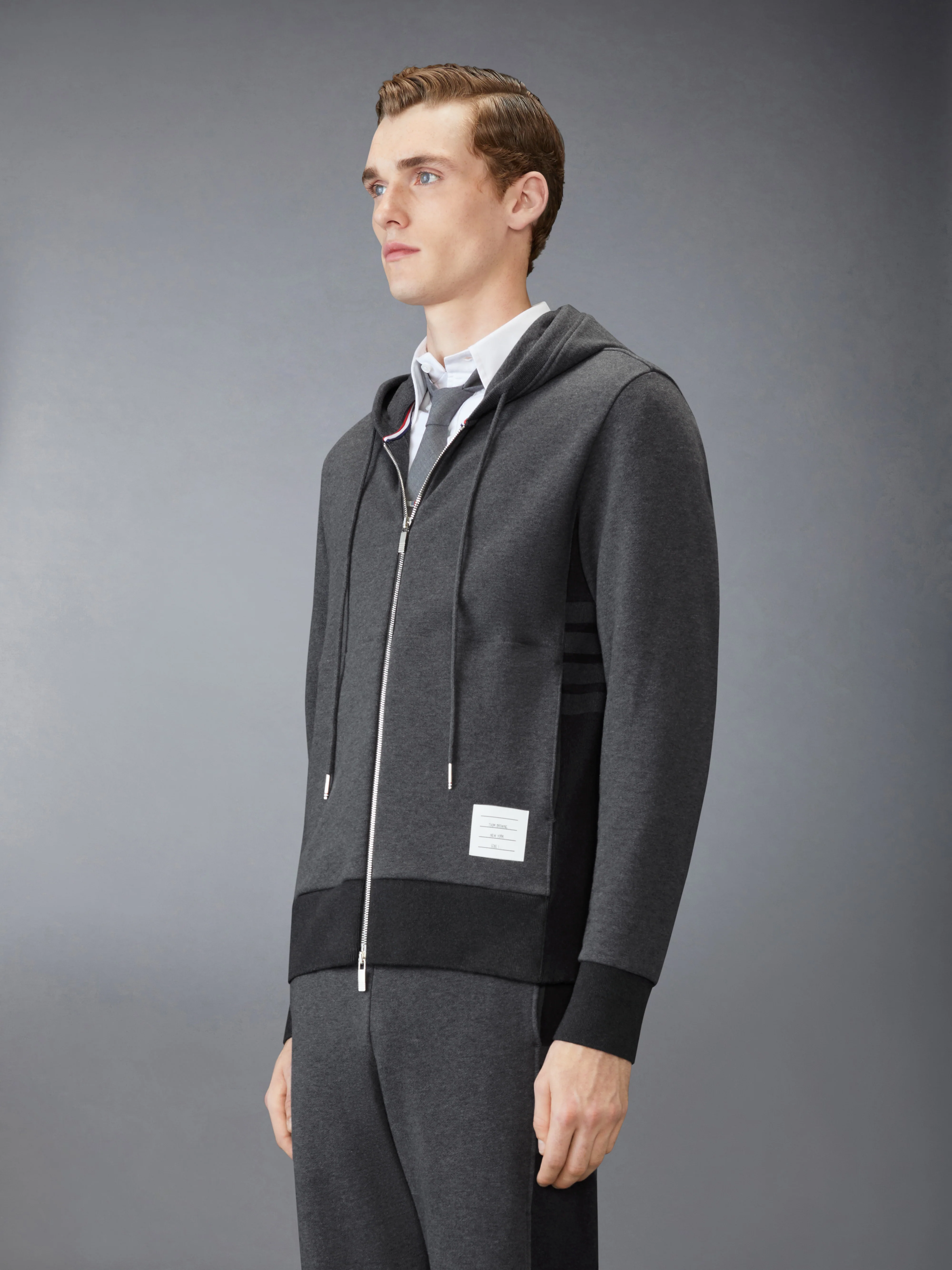 LOOPBACK JERSEY 4-BAR ZIP UP HOODIE - Image 4