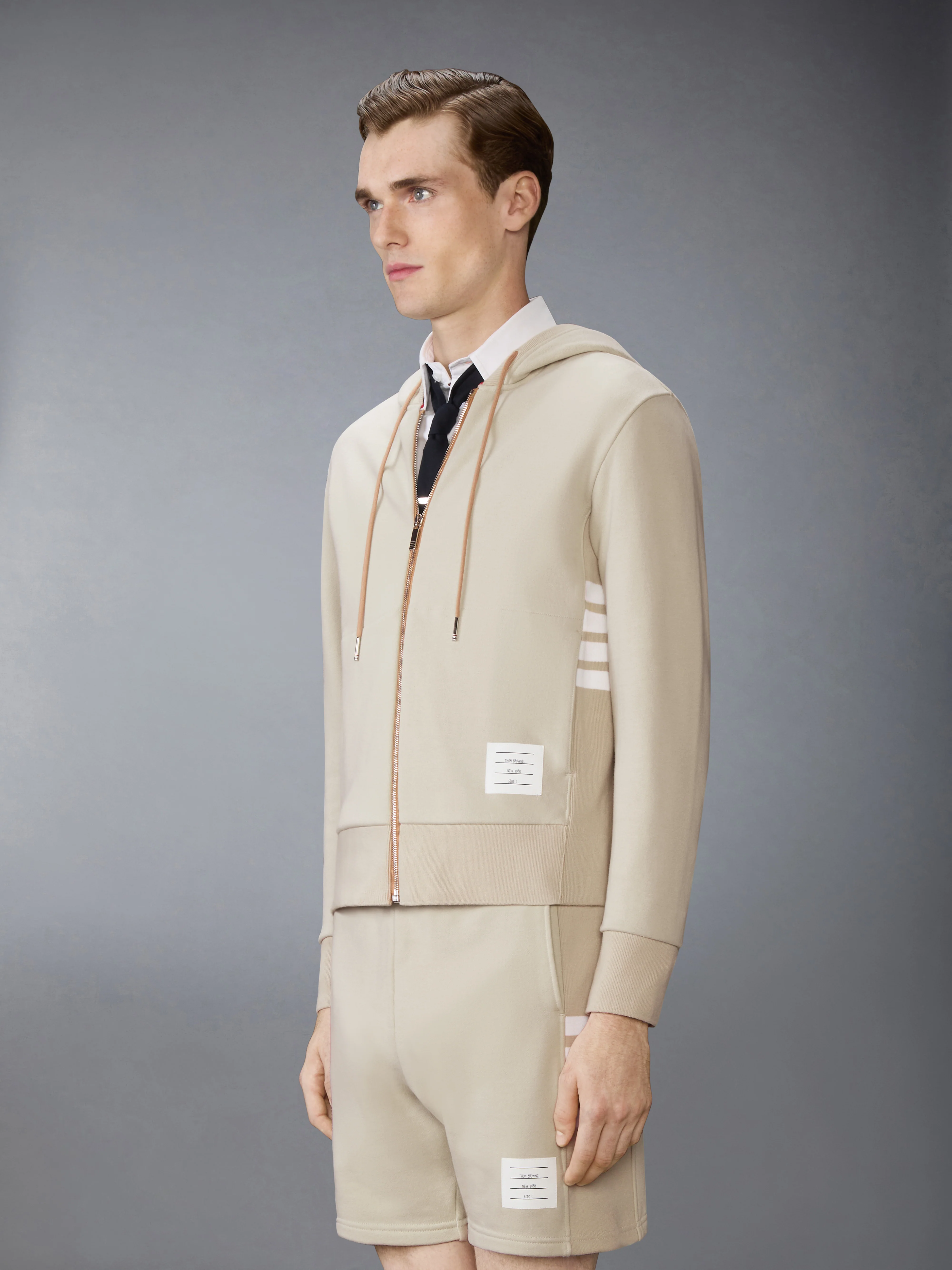 LOOPBACK JERSEY 4-BAR ZIP UP HOODIE - Image 4