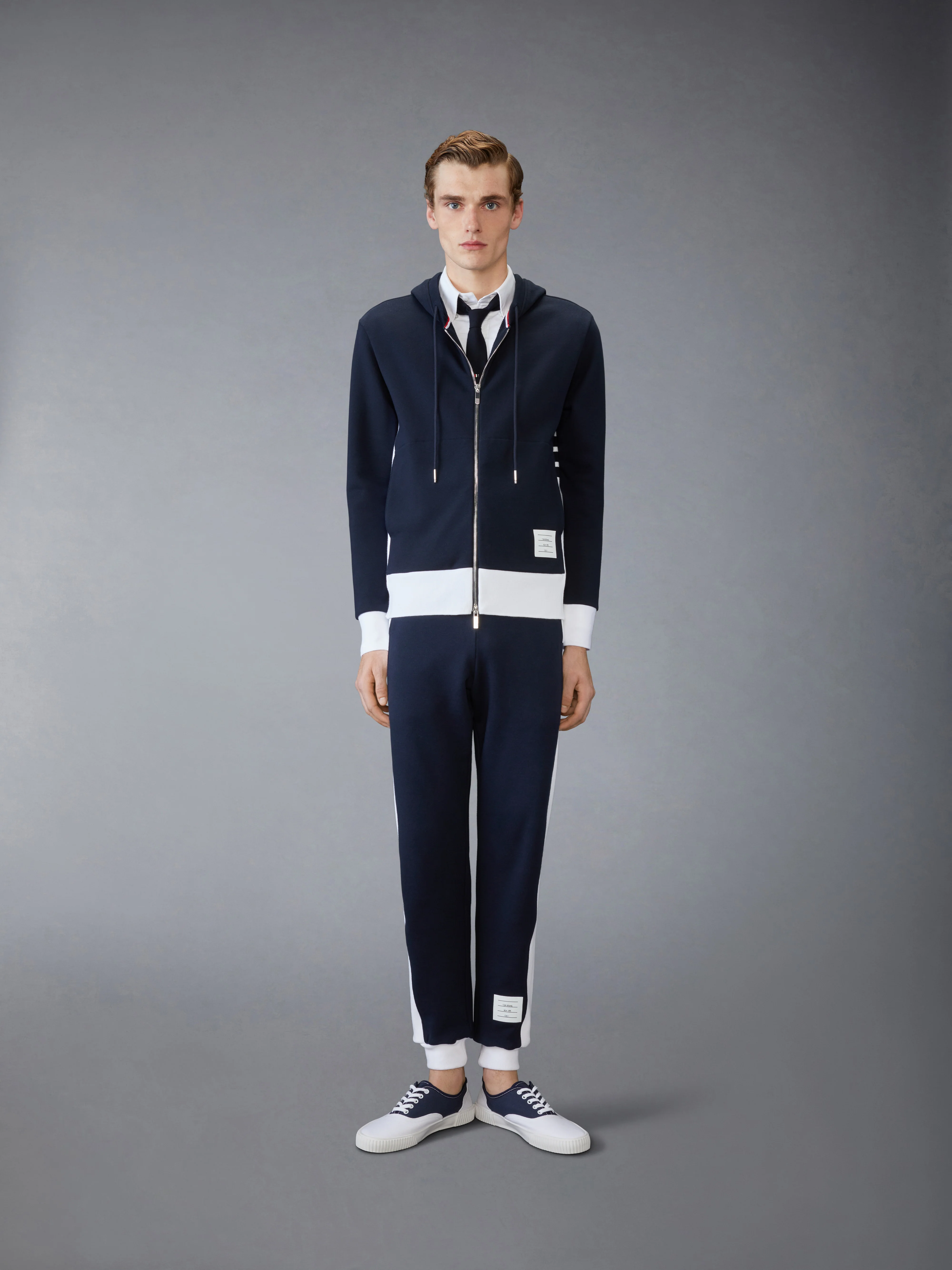 LOOPBACK JERSEY 4-BAR ZIP UP HOODIE - Image 3