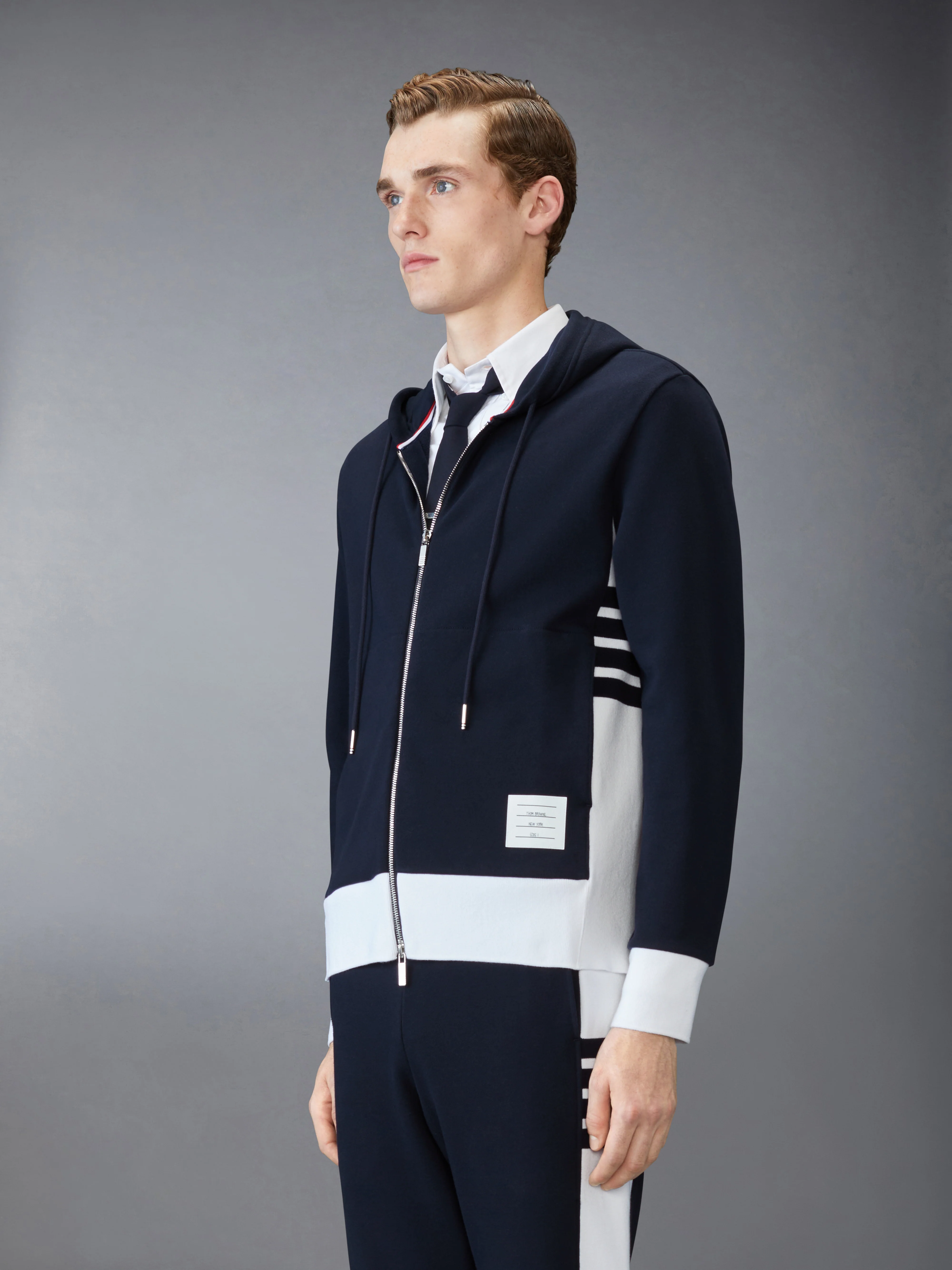 LOOPBACK JERSEY 4-BAR ZIP UP HOODIE - Image 4