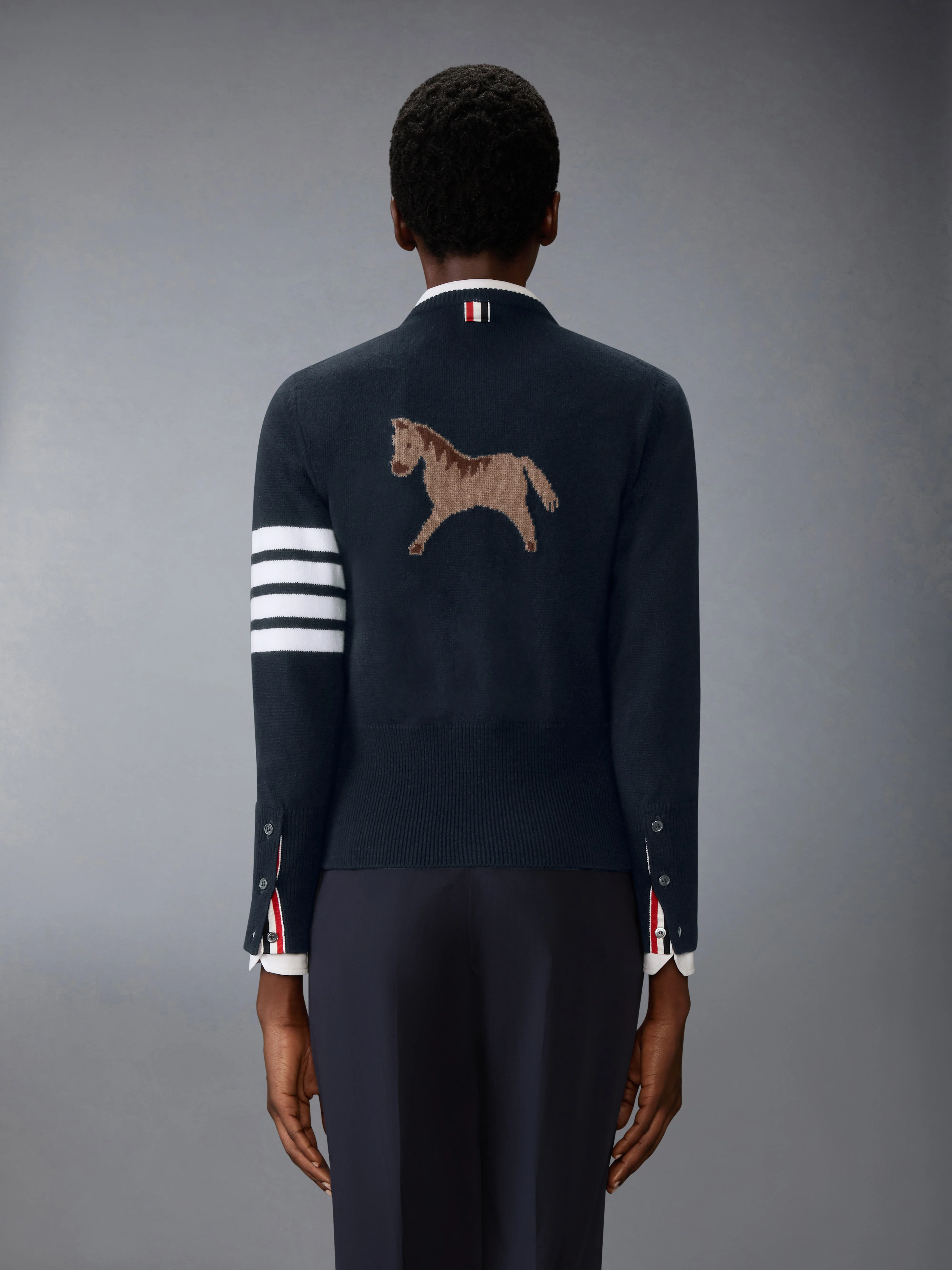LUNAR NEW YEAR WOOL 4-BAR INTARSIA CARDIGAN - Image 2