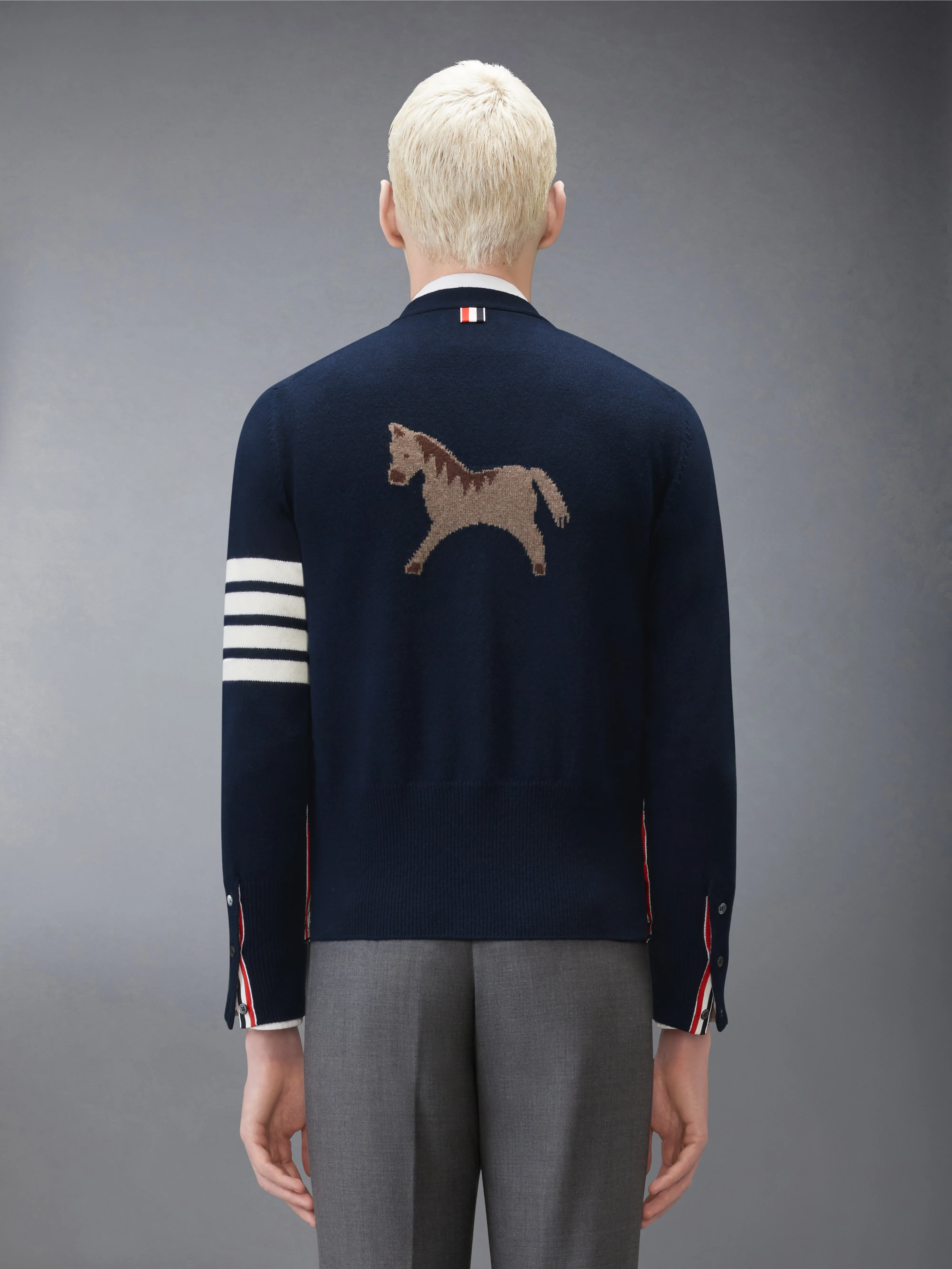 LUNAR NEW YEAR WOOL 4-BAR INTARSIA CARDIGAN - Image 2