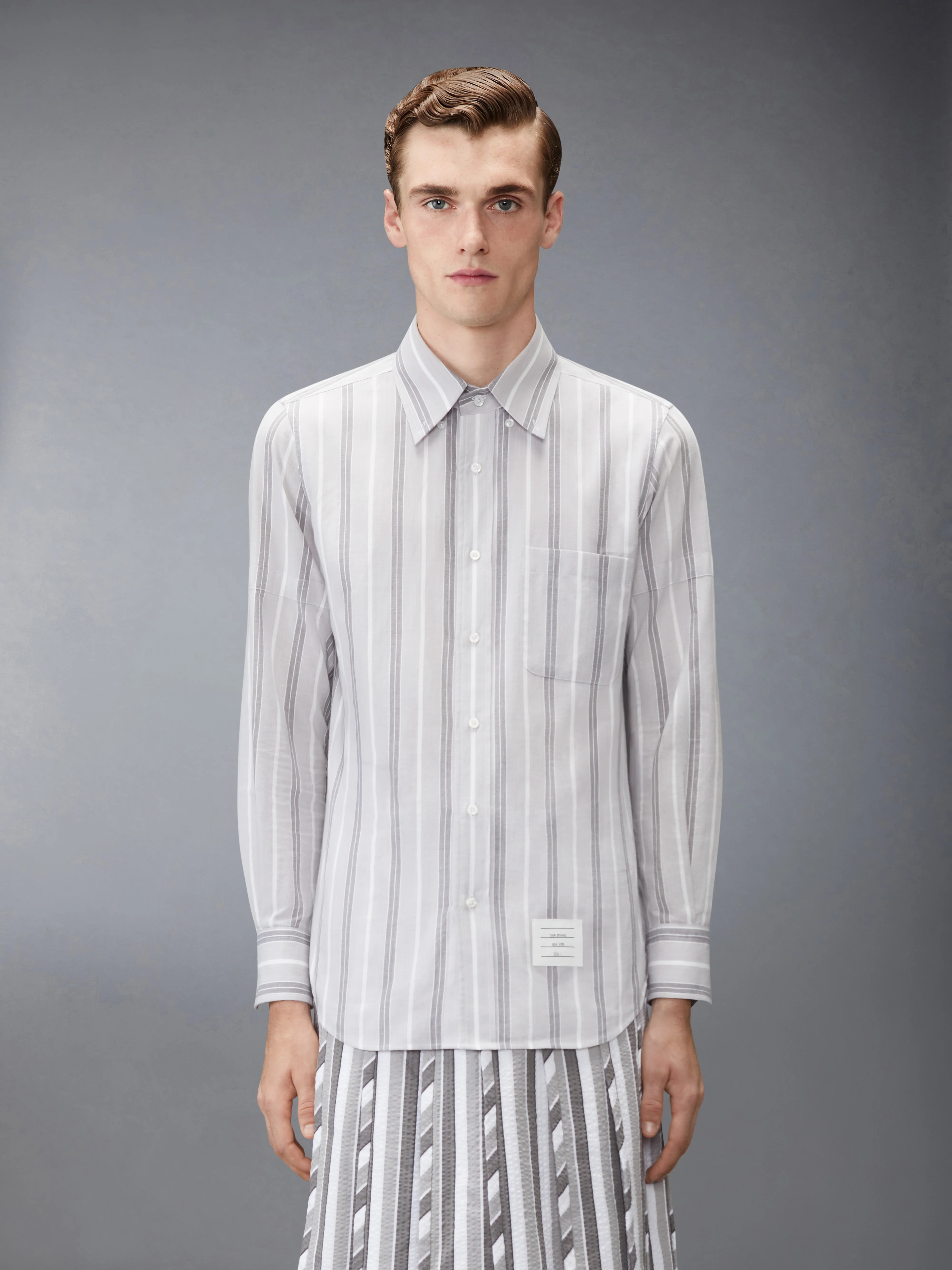 MADRAS COTTON REPP STRIPE ARMBAND SHIRT - Image 2