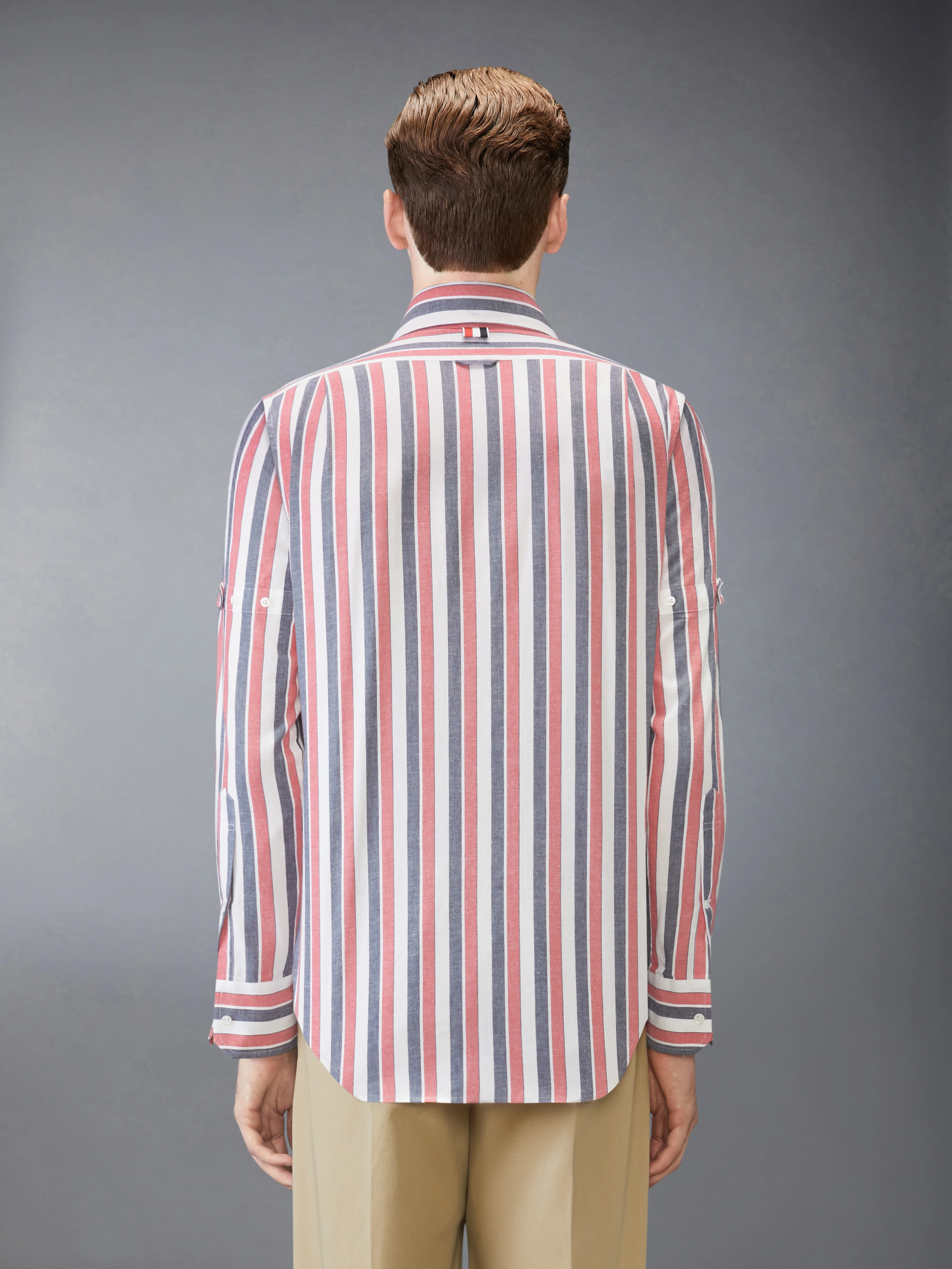 MADRAS COTTON REPP STRIPE ARMBAND SHIRT - Image 3