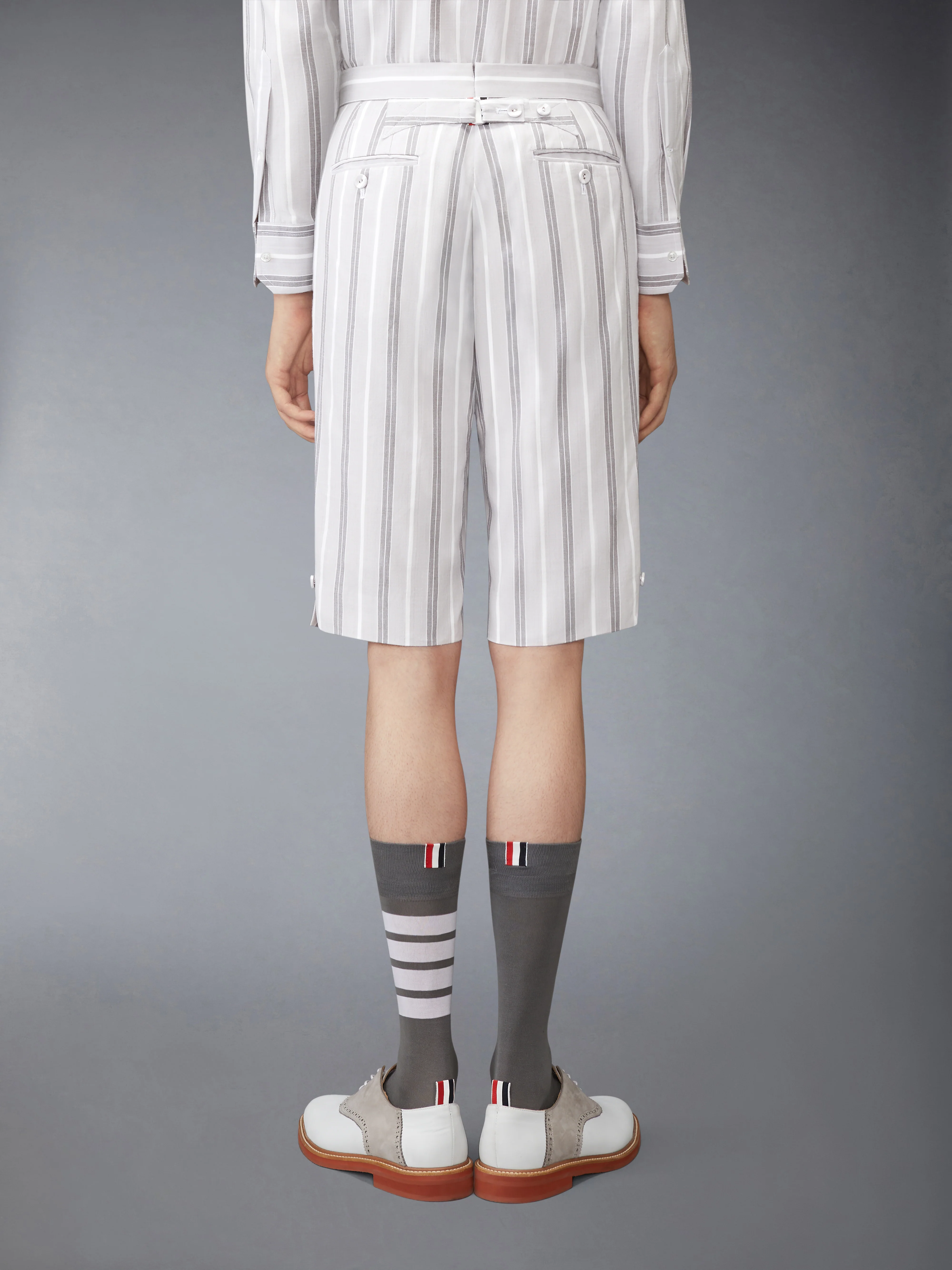 MADRAS COTTON REPP STRIPE BACKSTRAP SHORTS - Image 2