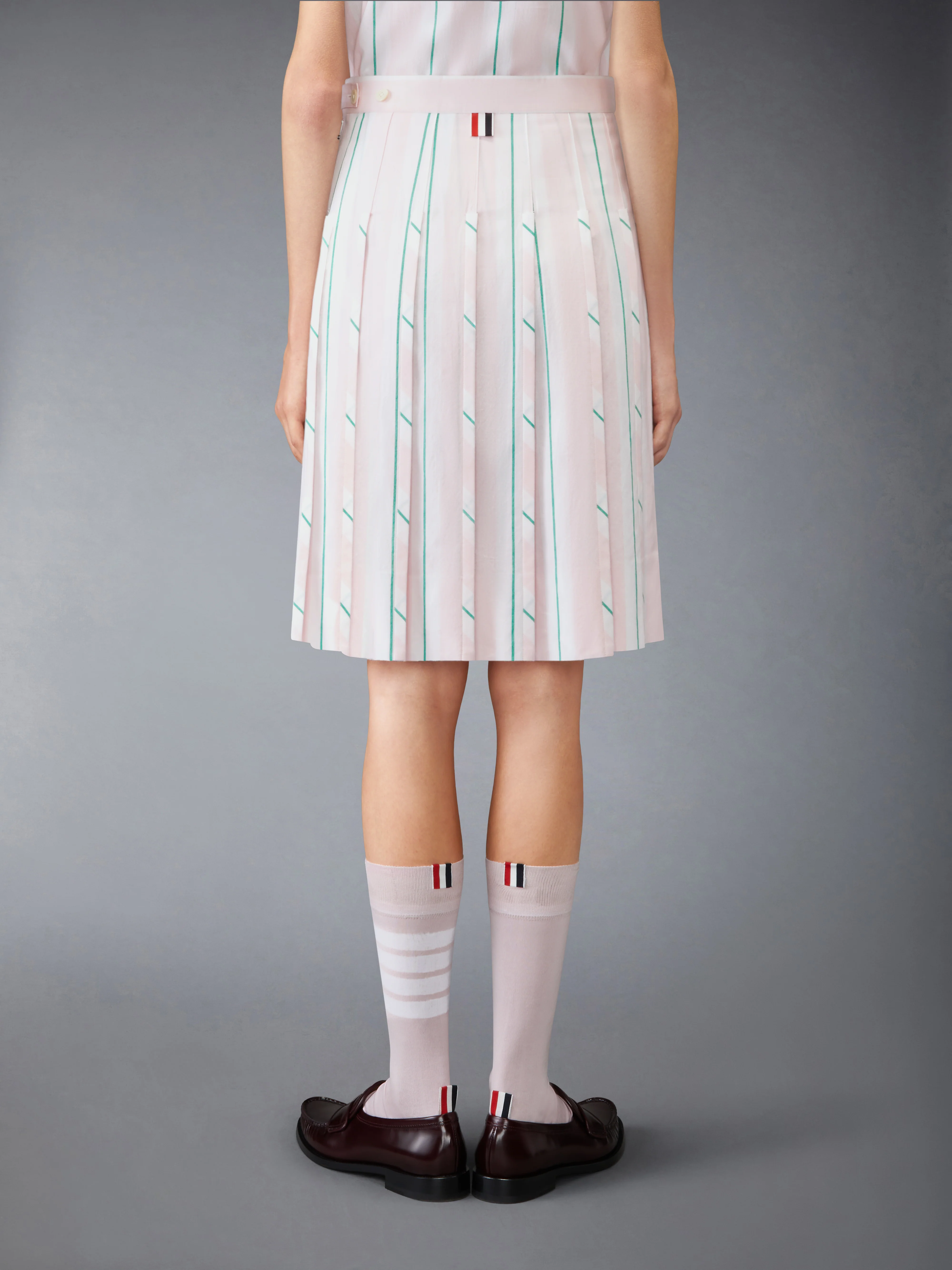 MADRAS COTTON STRIPED PLEATED SKIRT - Image 3