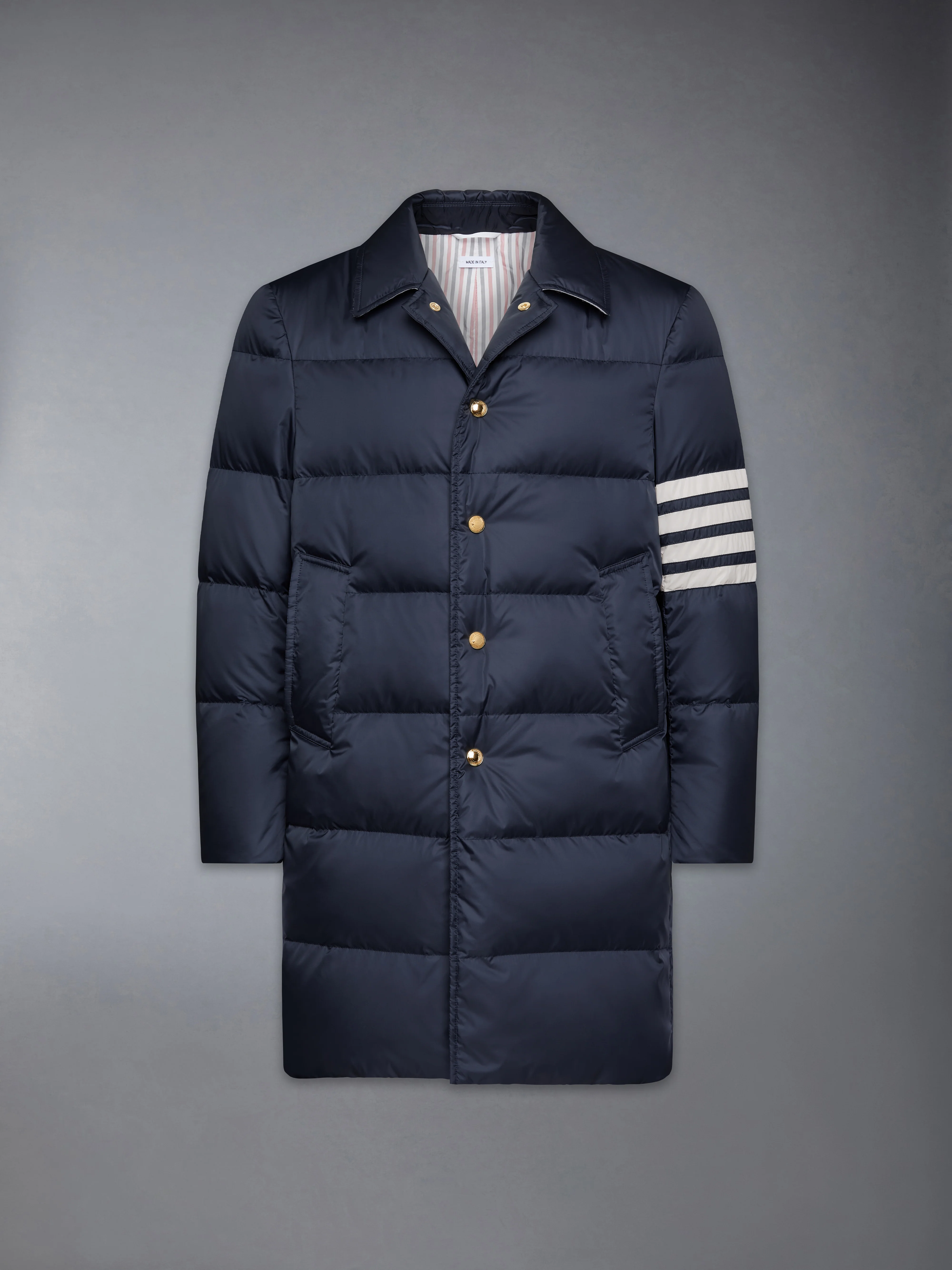 MATTE FINISH NYLON DOWN FILL 4-BAR BAL COLLAR OVERCOAT - Image 9