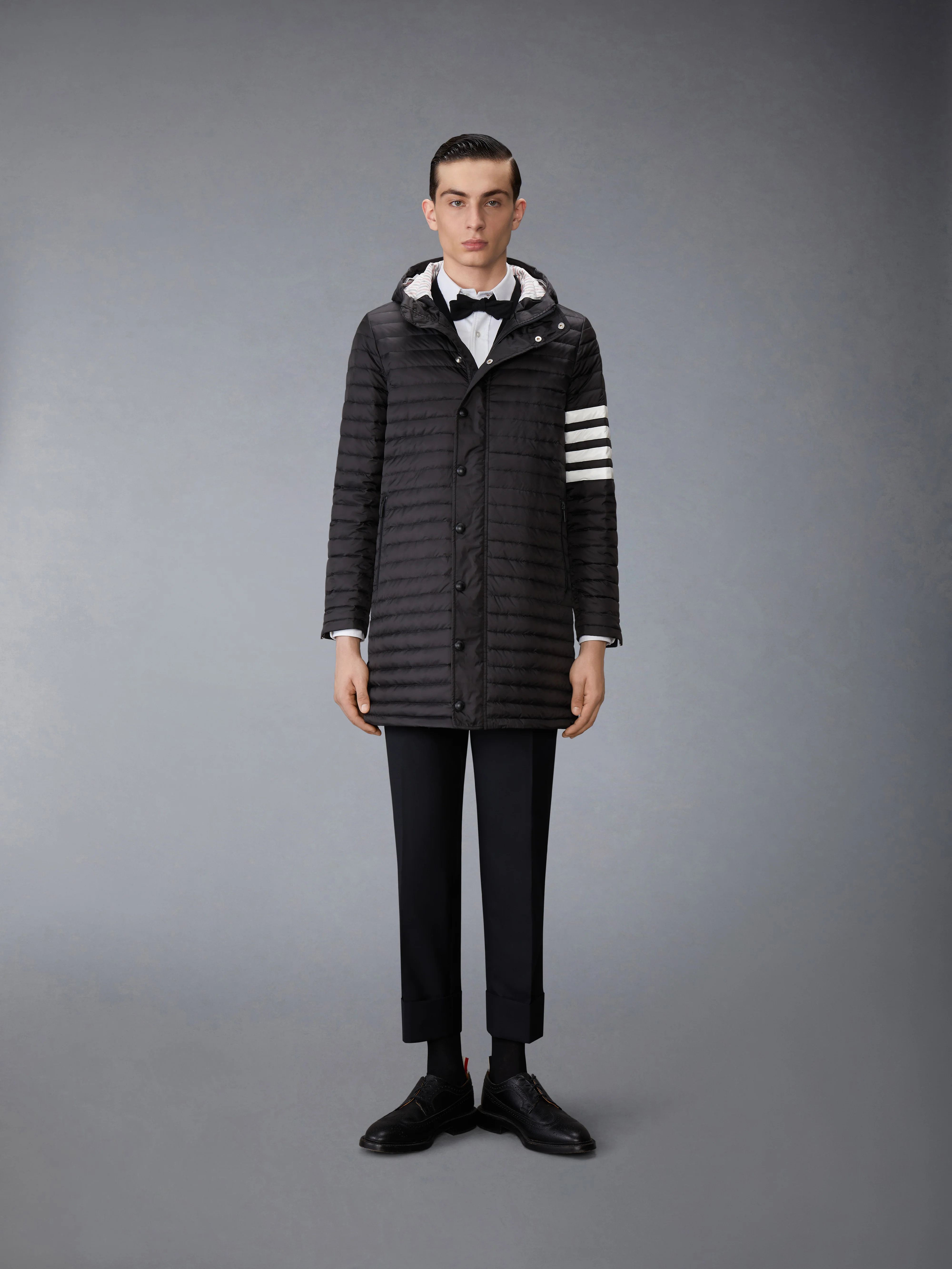 MATTE NYLON 4-BAR QUILTED DOWN FILLED HOODED COAT - Image 6