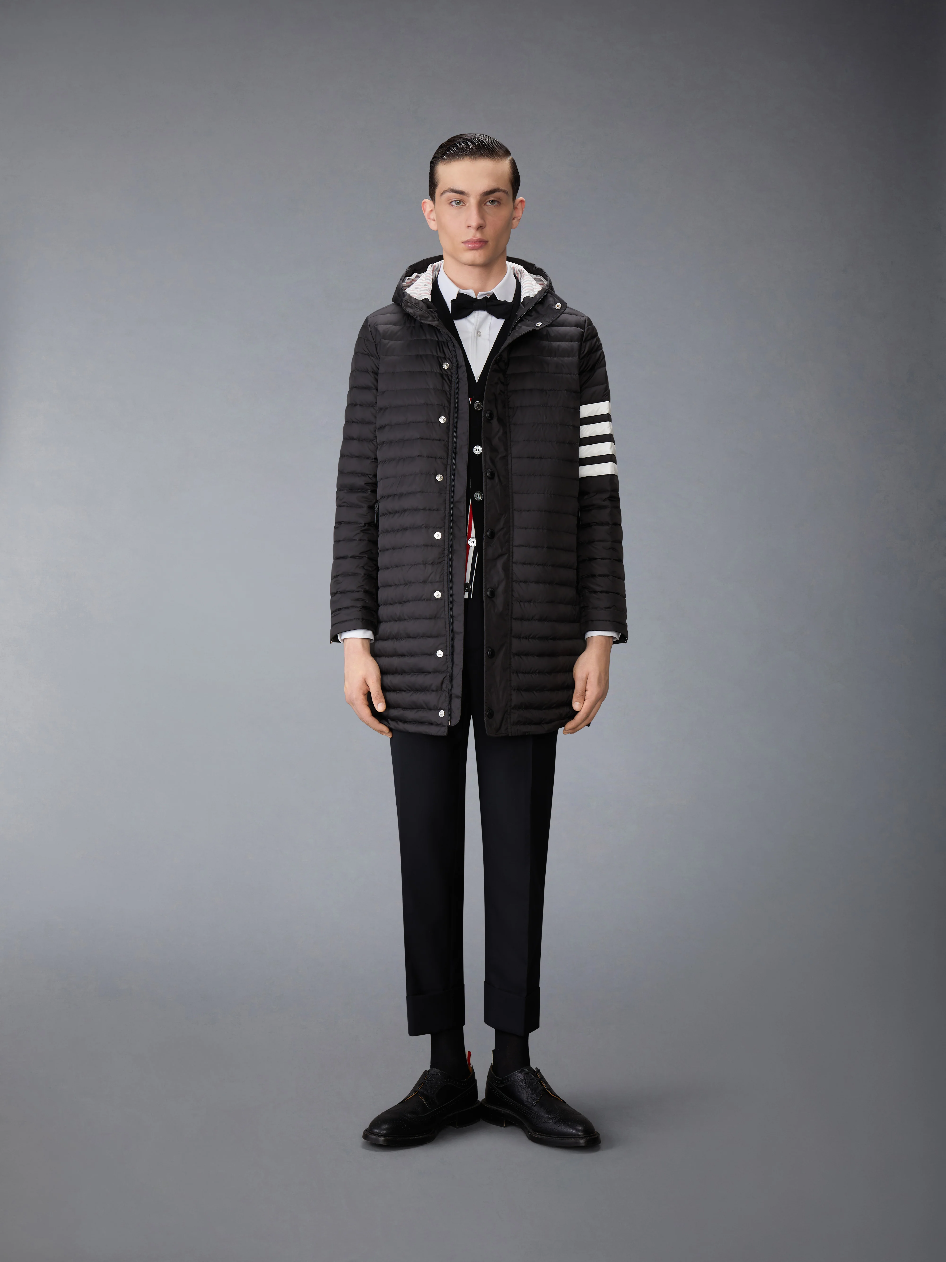 MATTE NYLON 4-BAR QUILTED DOWN FILLED HOODED COAT - Image 7