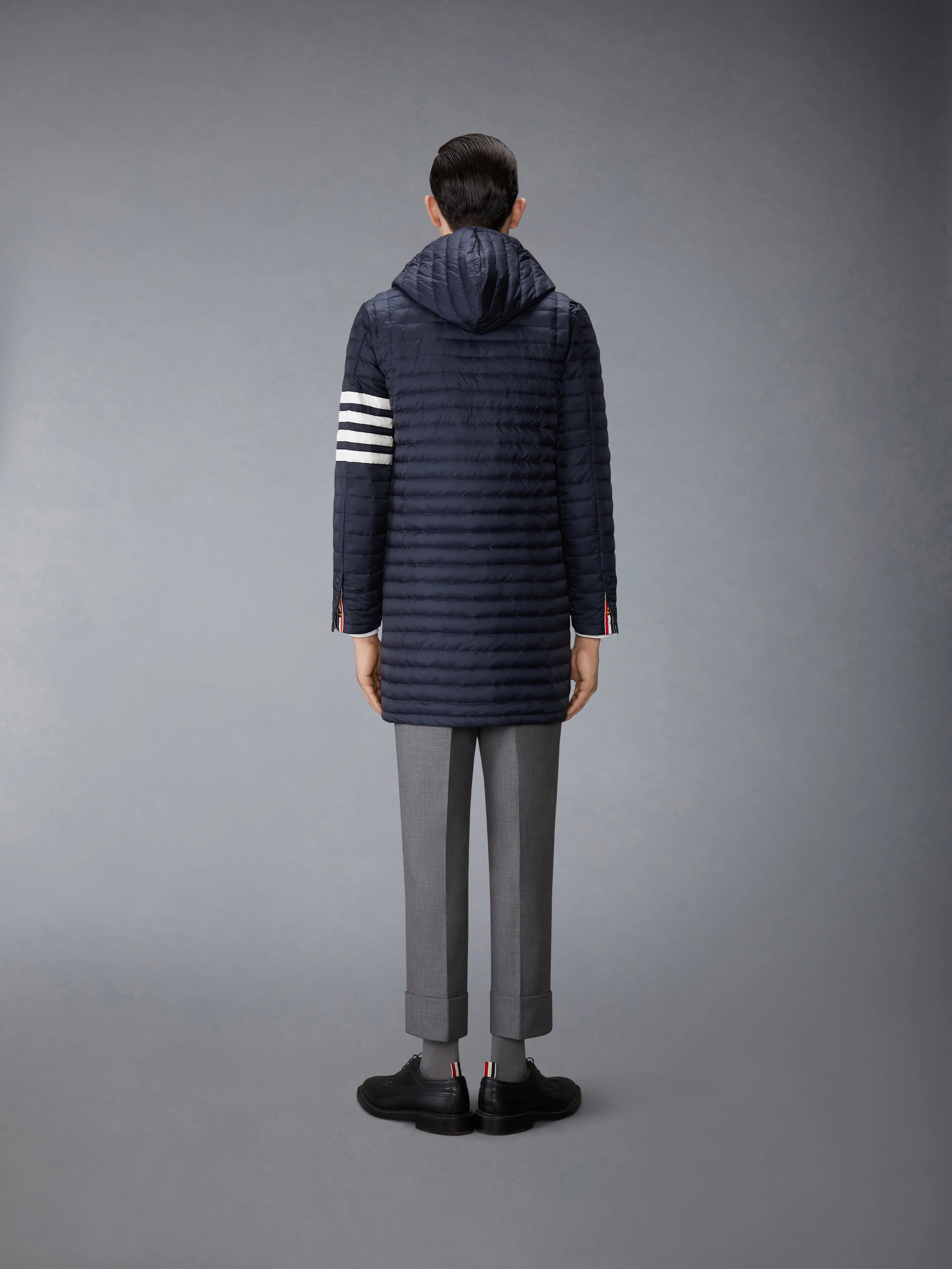 MATTE NYLON 4-BAR QUILTED DOWN FILLED HOODED COAT - Image 3