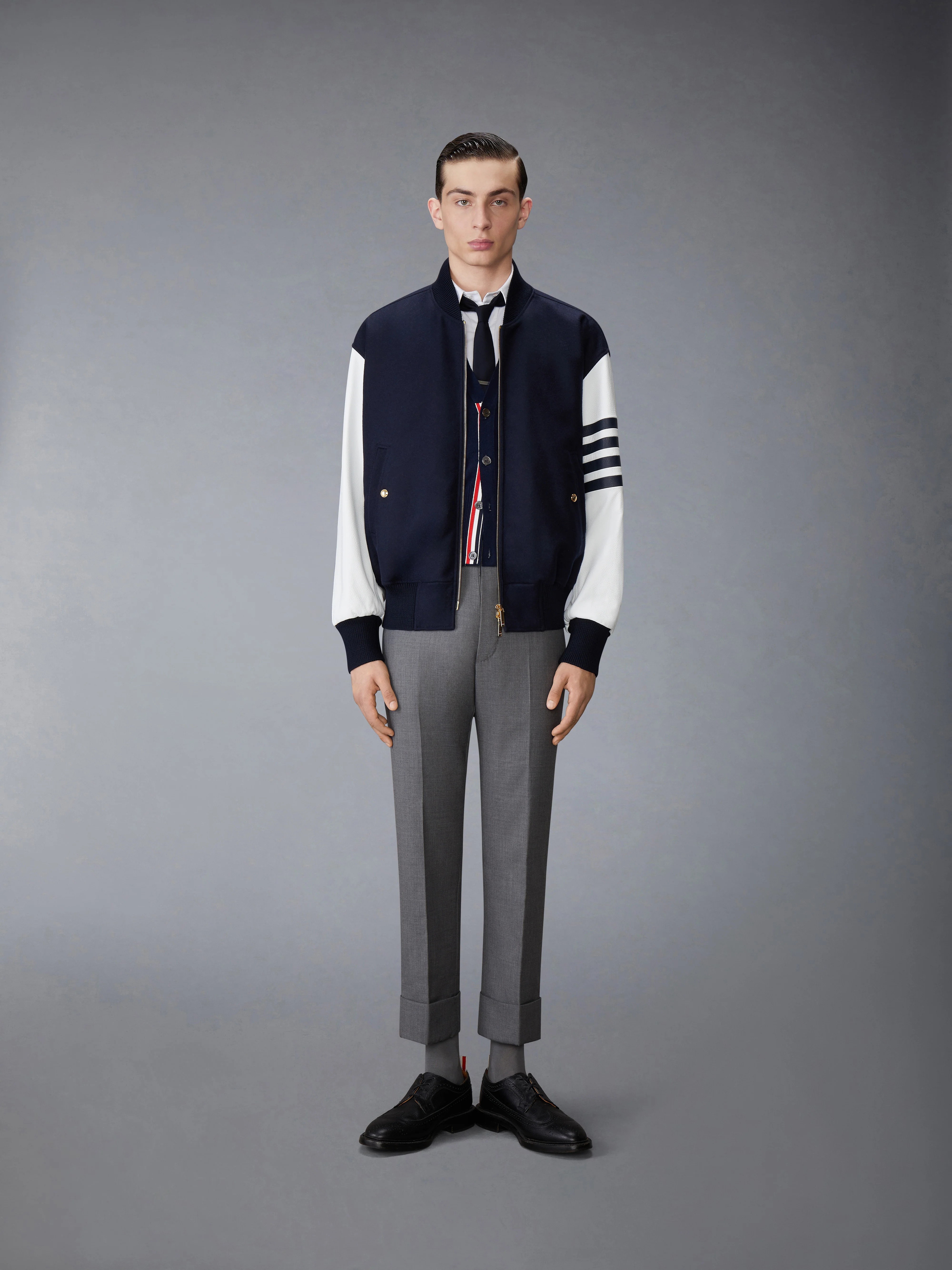 MELTON WOOL 4-BAR OVERSIZED BLOUSON JACKET - Image 4