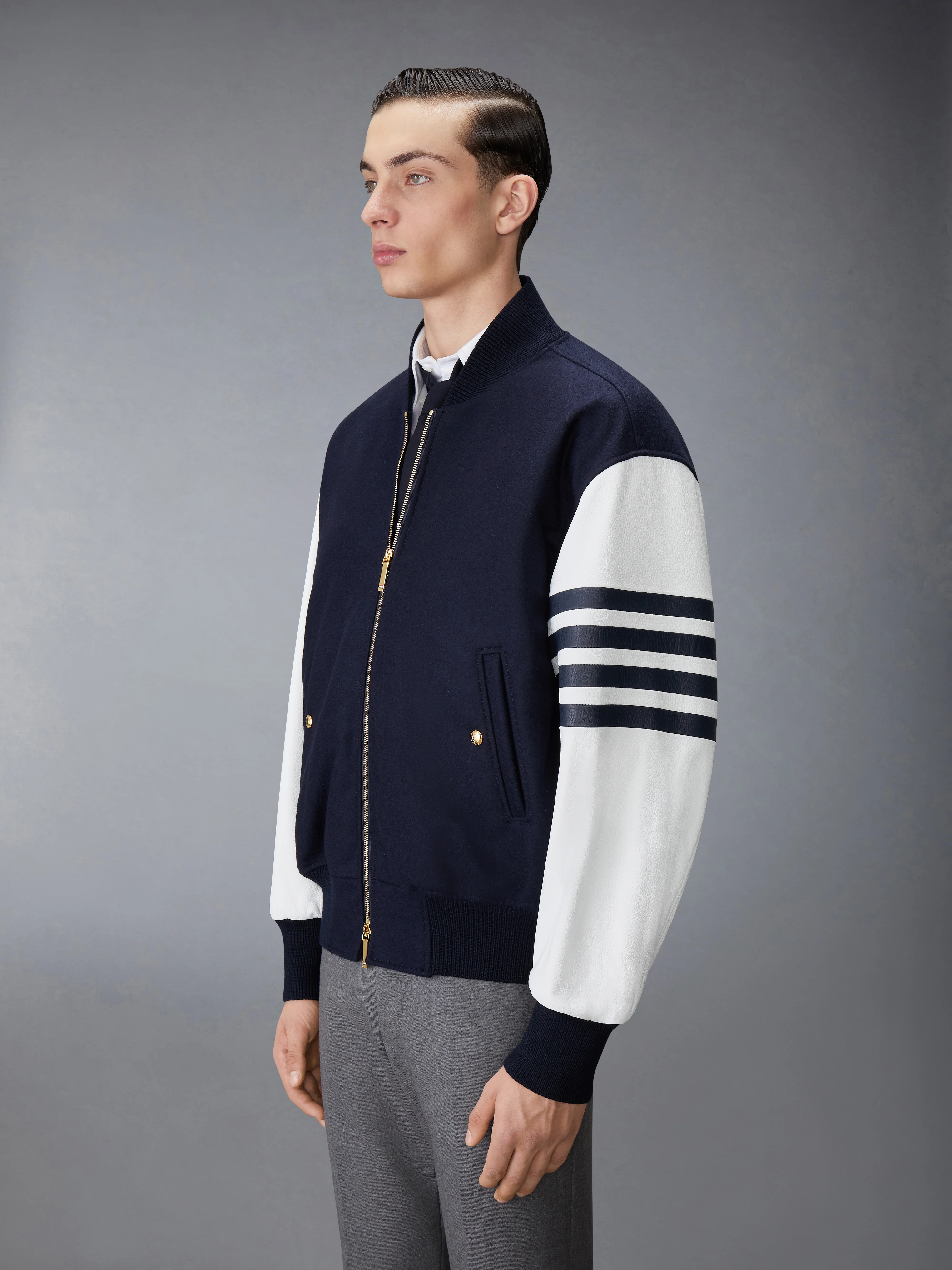 MELTON WOOL 4-BAR OVERSIZED BLOUSON JACKET - Image 5