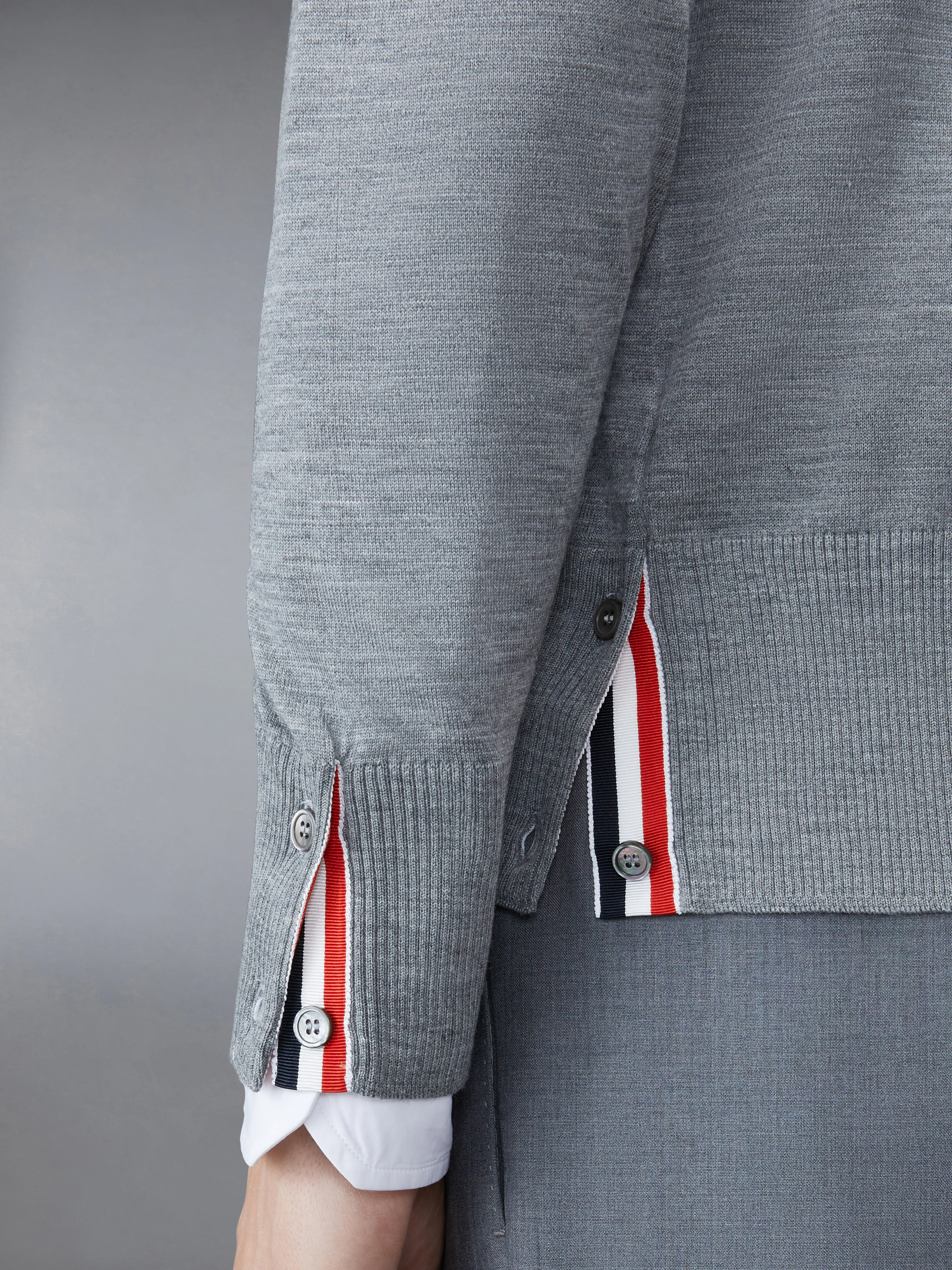 MERINO WOOL 4-BAR CLASSIC V-NECK CARDIGAN - Image 5