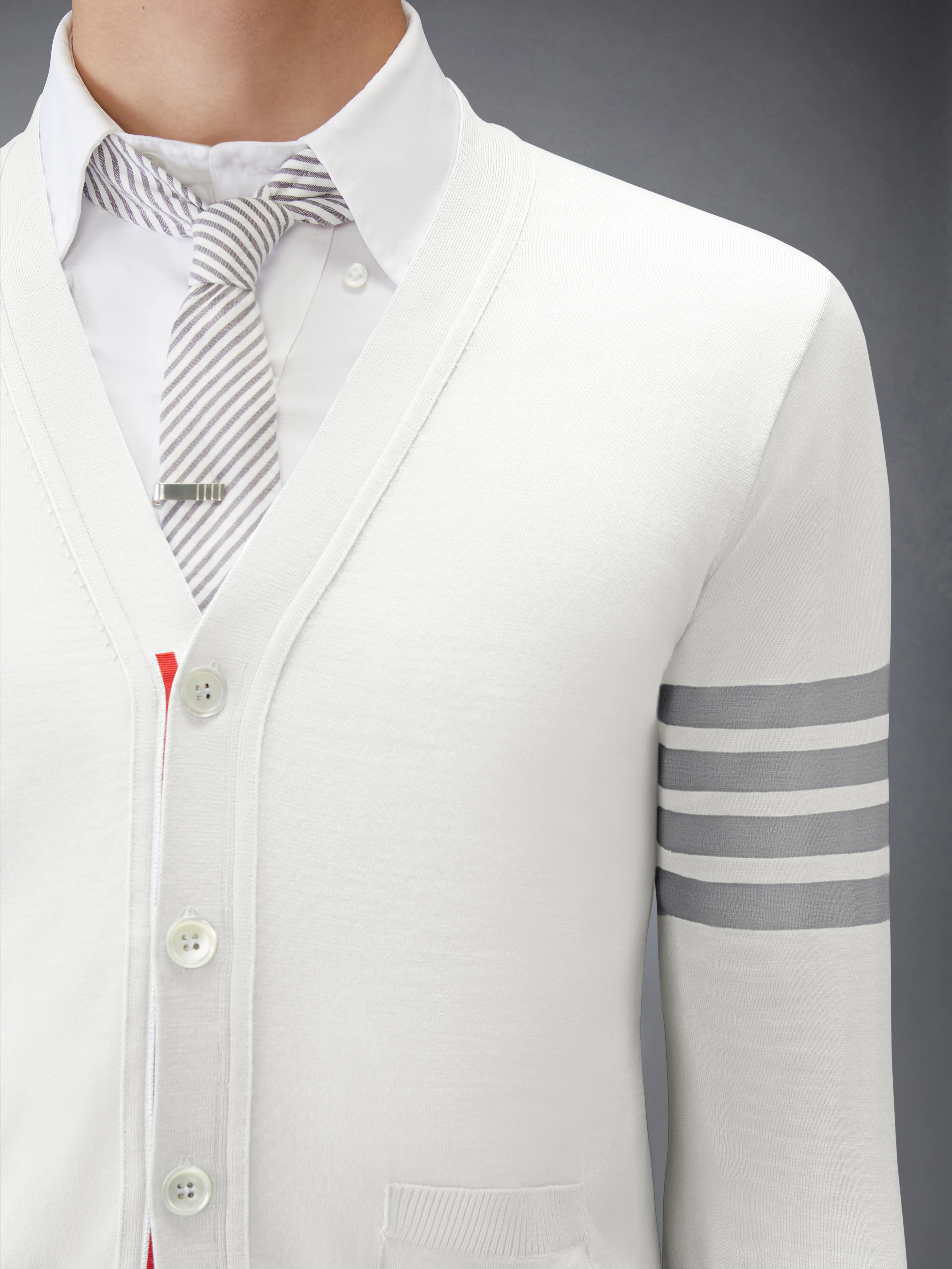 MERINO WOOL 4-BAR CLASSIC V-NECK CARDIGAN - Image 5