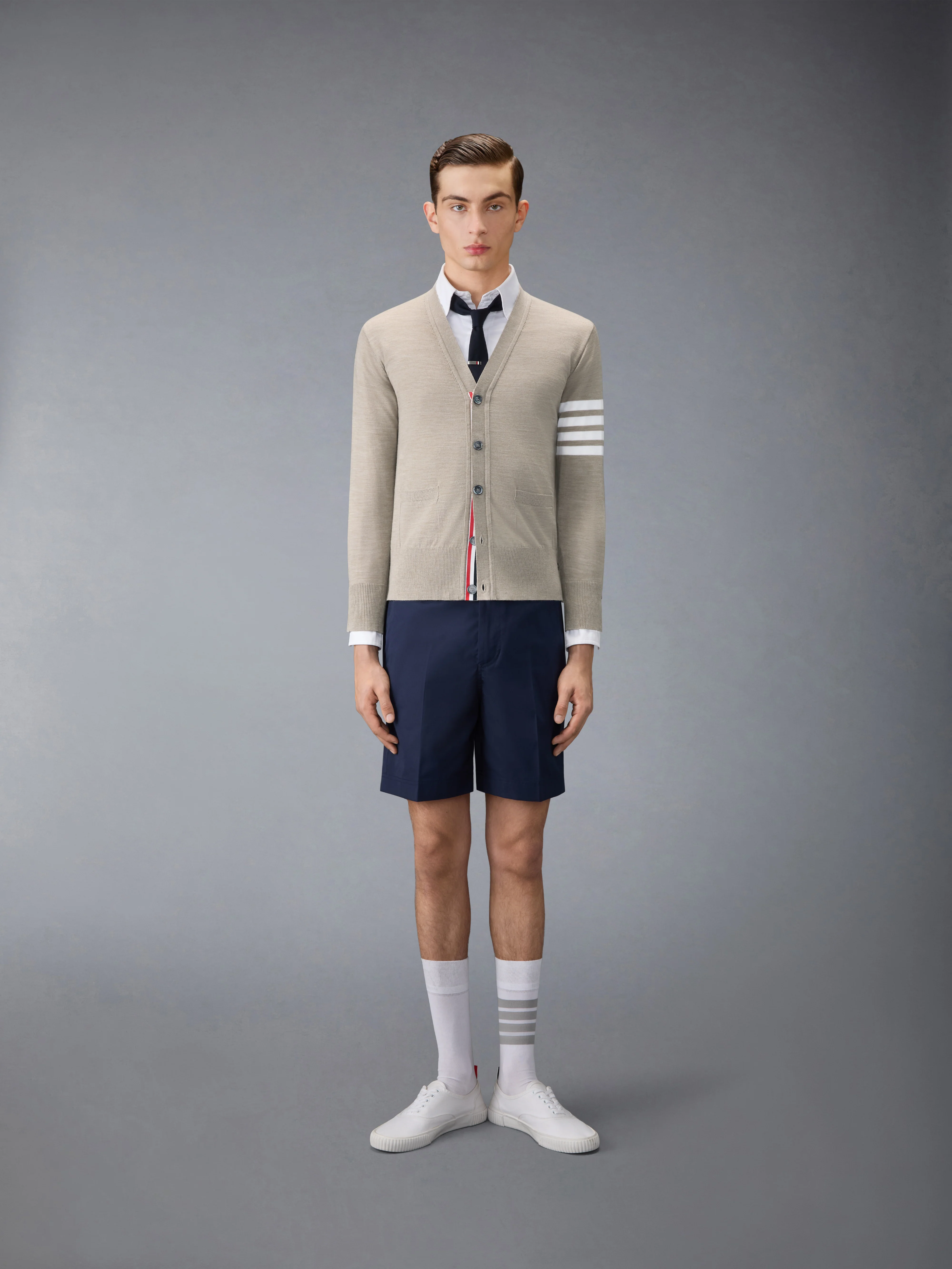 MERINO WOOL 4-BAR CLASSIC V-NECK CARDIGAN - Image 3