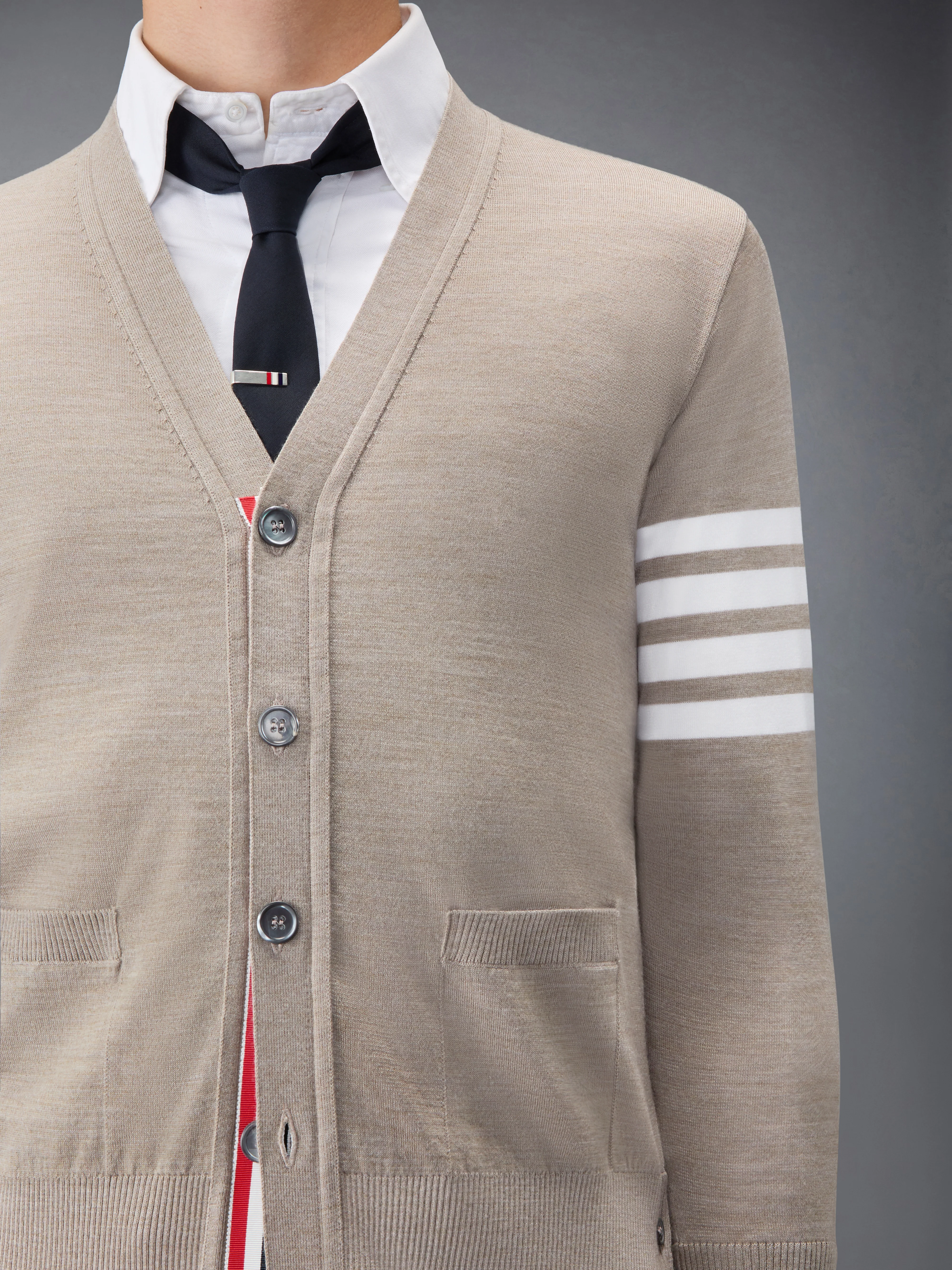 MERINO WOOL 4-BAR CLASSIC V-NECK CARDIGAN - Image 5