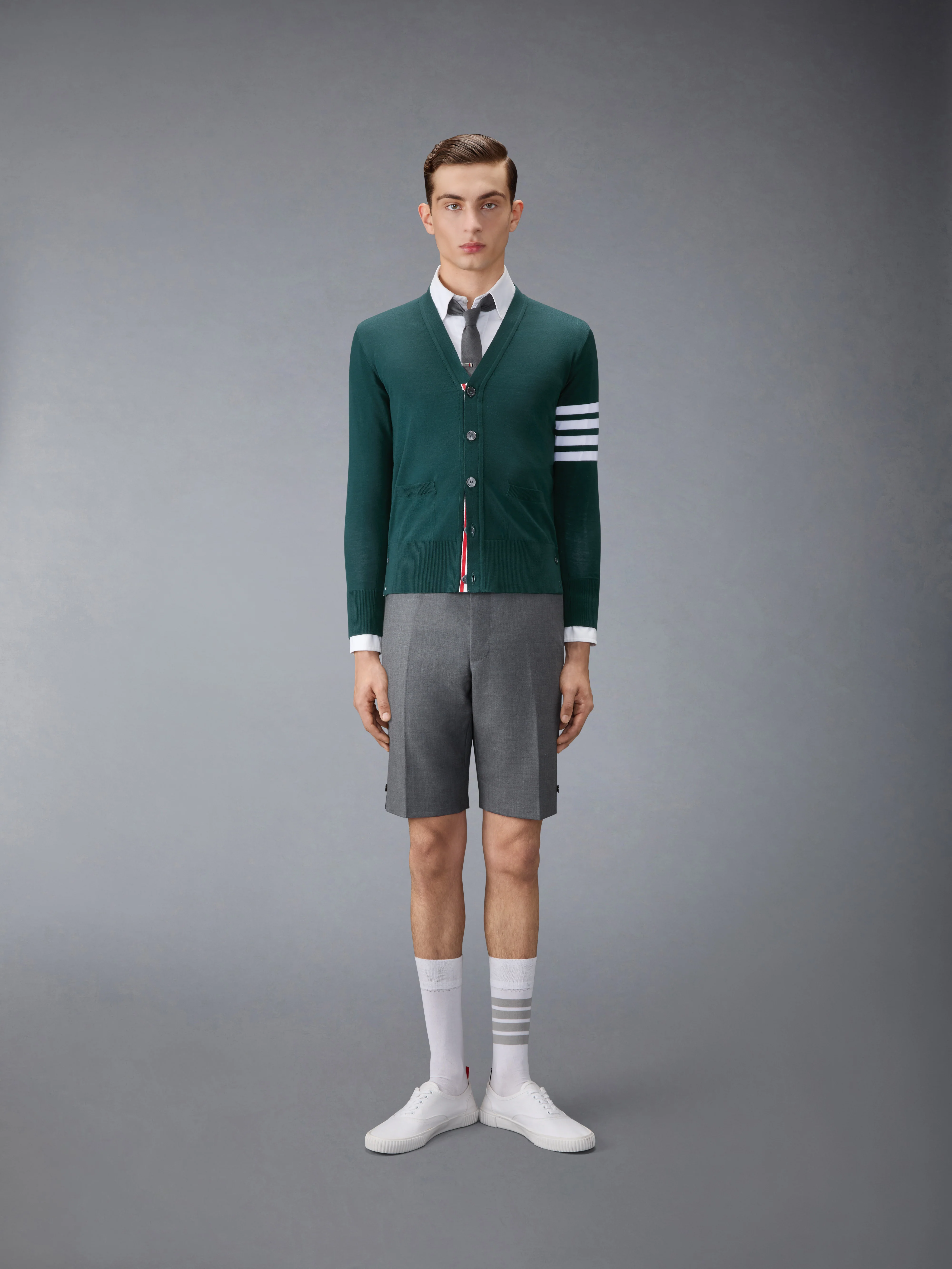 MERINO WOOL 4-BAR CLASSIC V-NECK CARDIGAN - Image 3