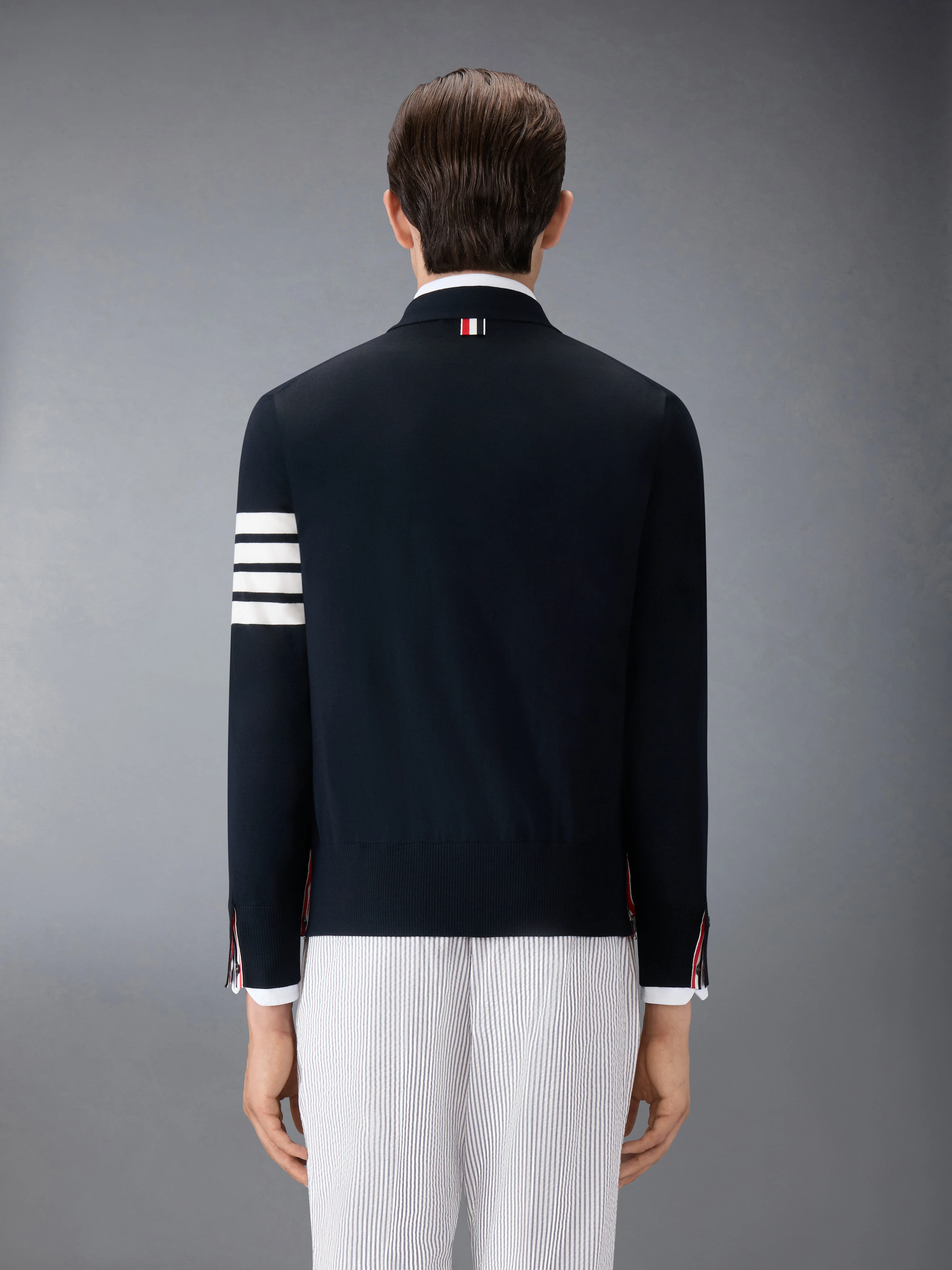 MERINO WOOL 4-BAR CLASSIC V-NECK CARDIGAN - Image 2