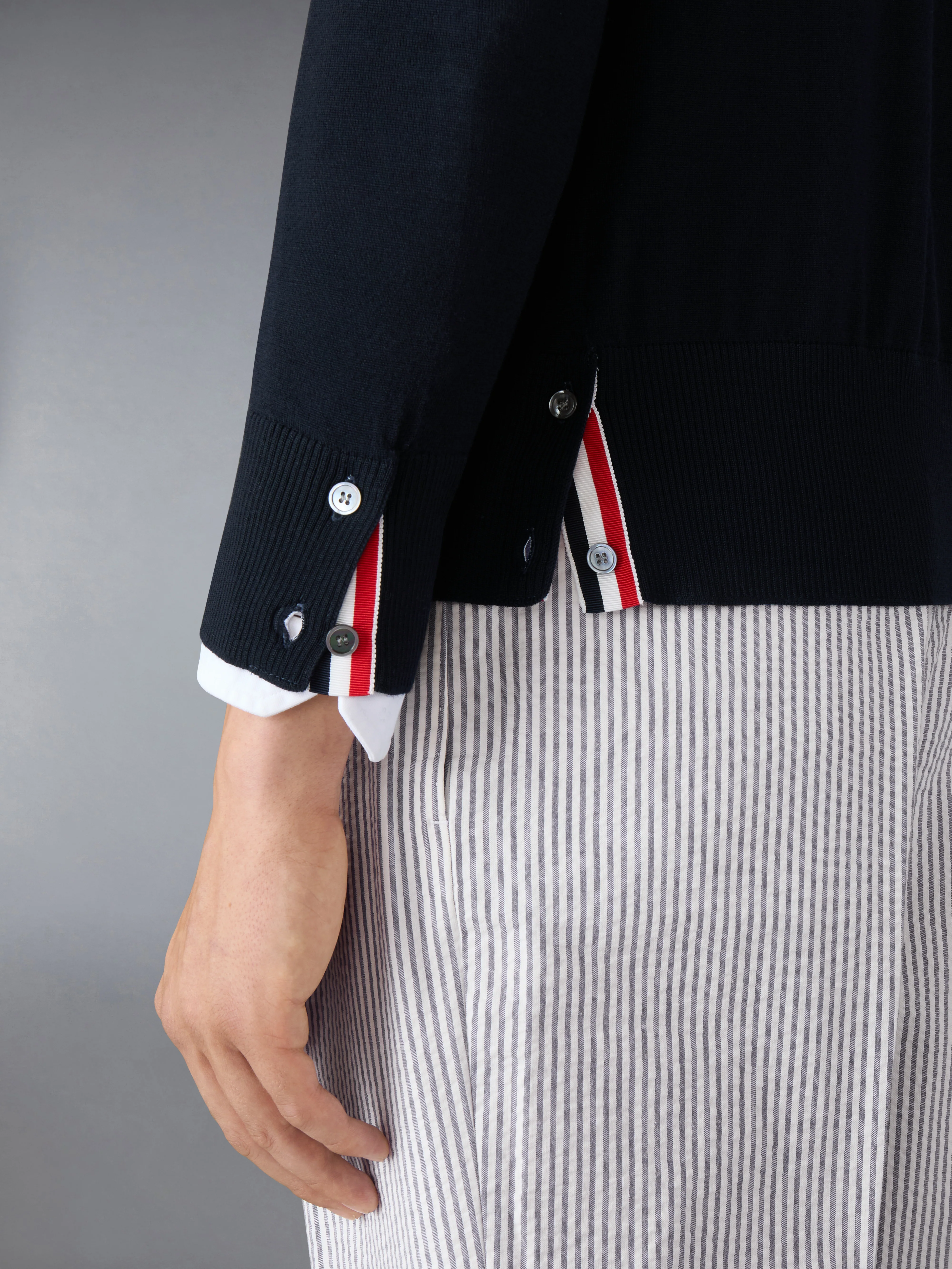 MERINO WOOL 4-BAR CLASSIC V-NECK CARDIGAN - Image 4
