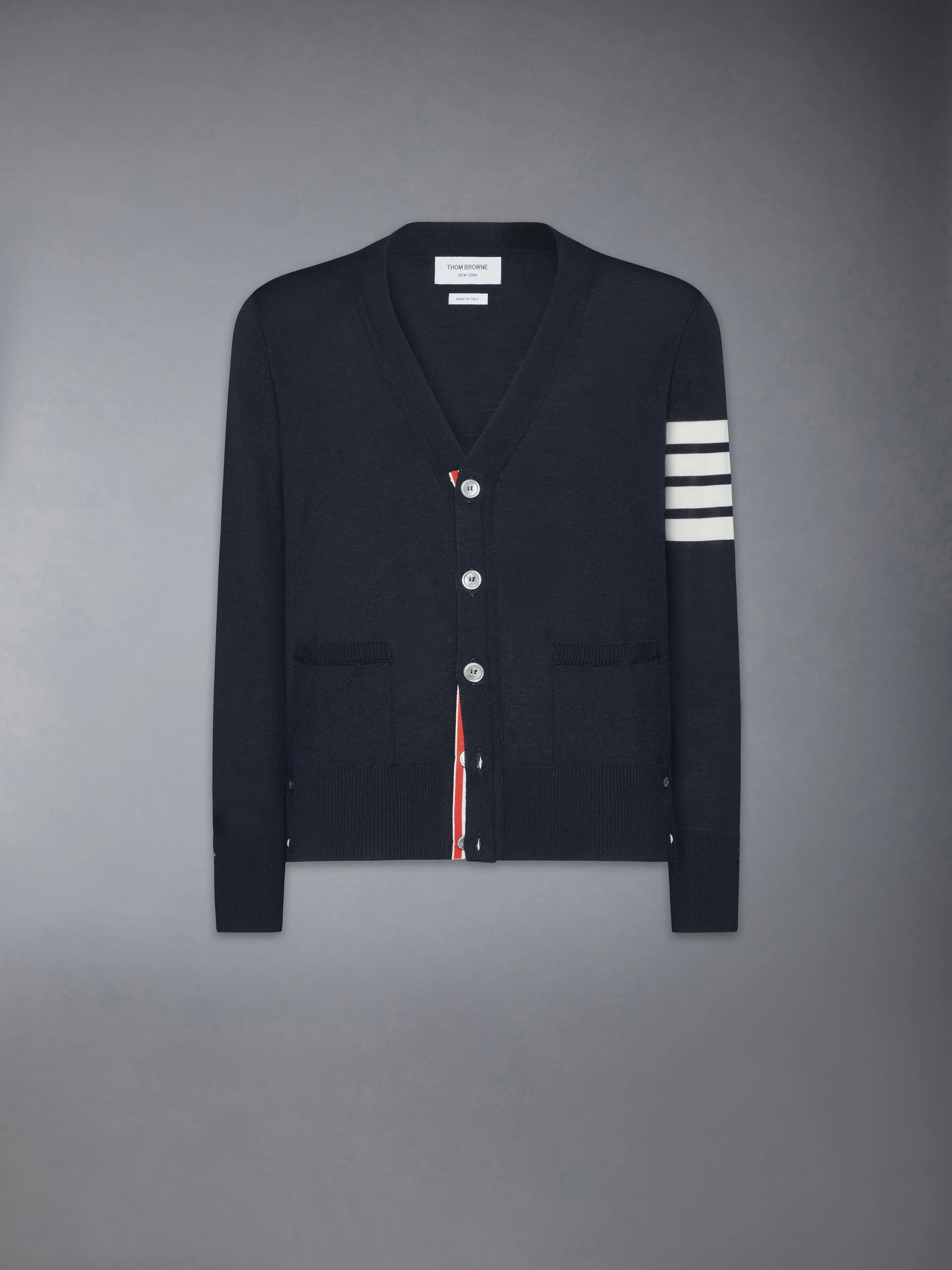 MERINO WOOL 4-BAR CLASSIC V-NECK CARDIGAN - Image 5
