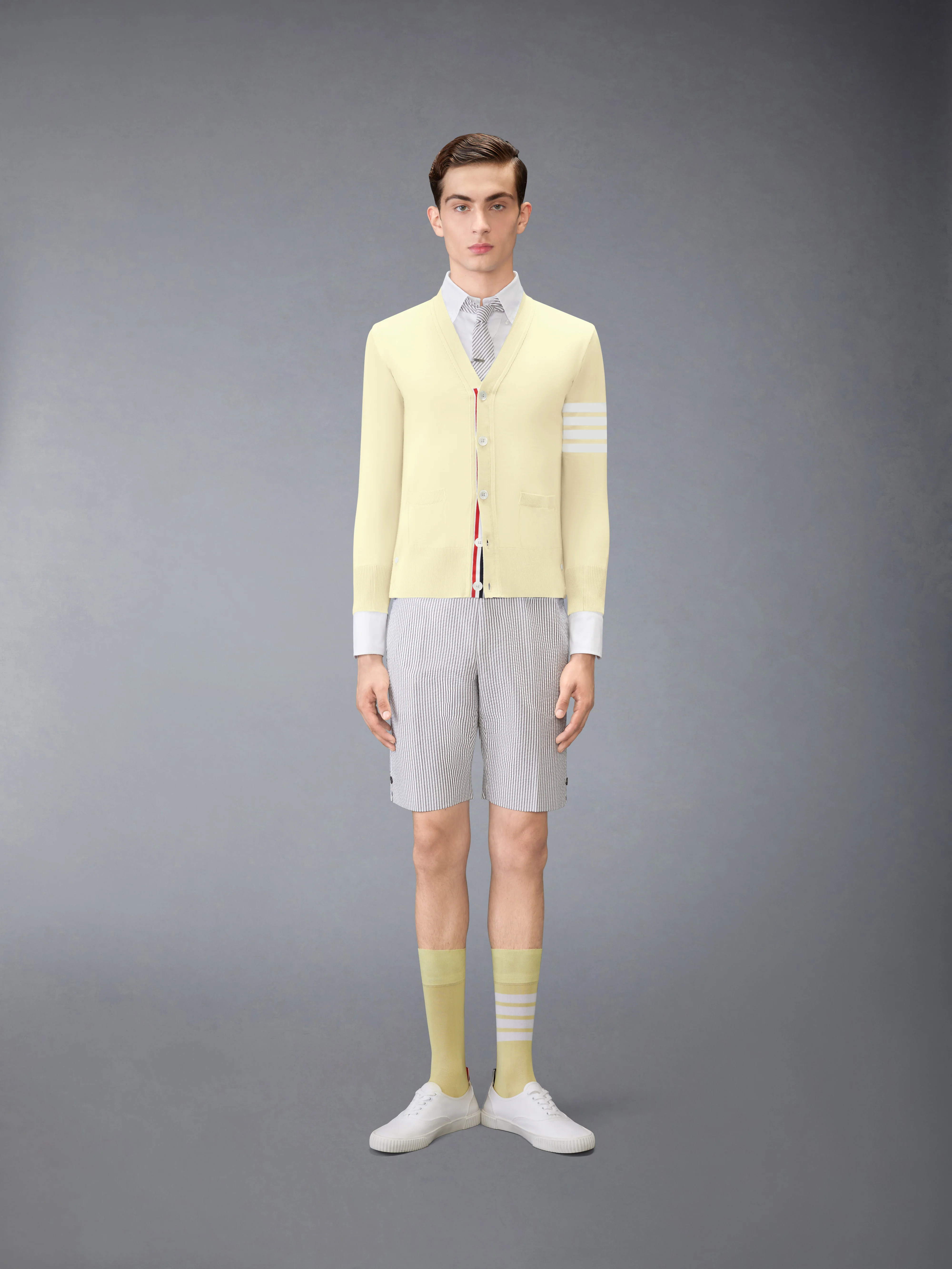 MERINO WOOL 4-BAR CLASSIC V-NECK CARDIGAN - Image 3