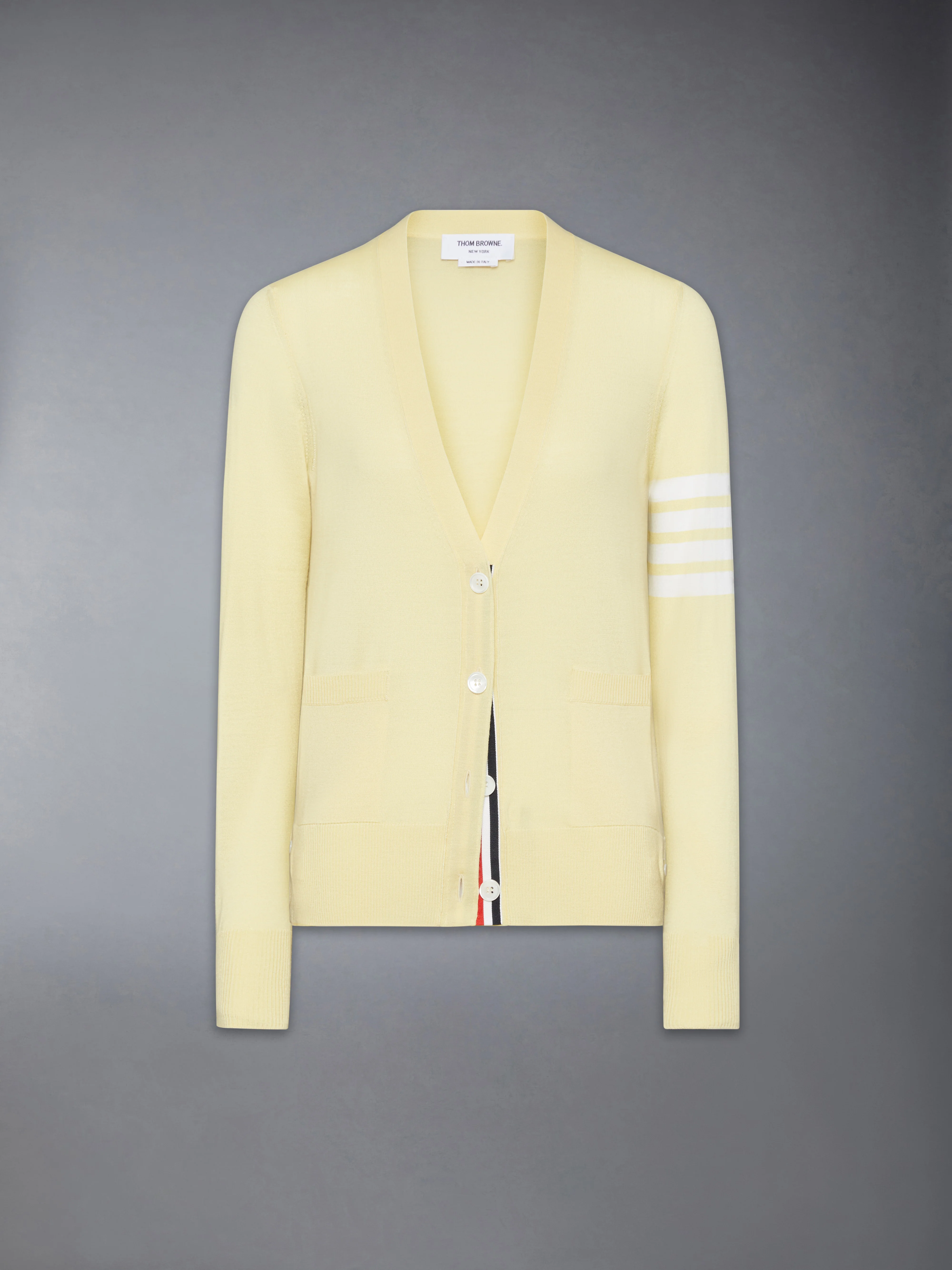 MERINO WOOL 4-BAR RELAXED FIT V-NECK CARDIGAN - Image 6