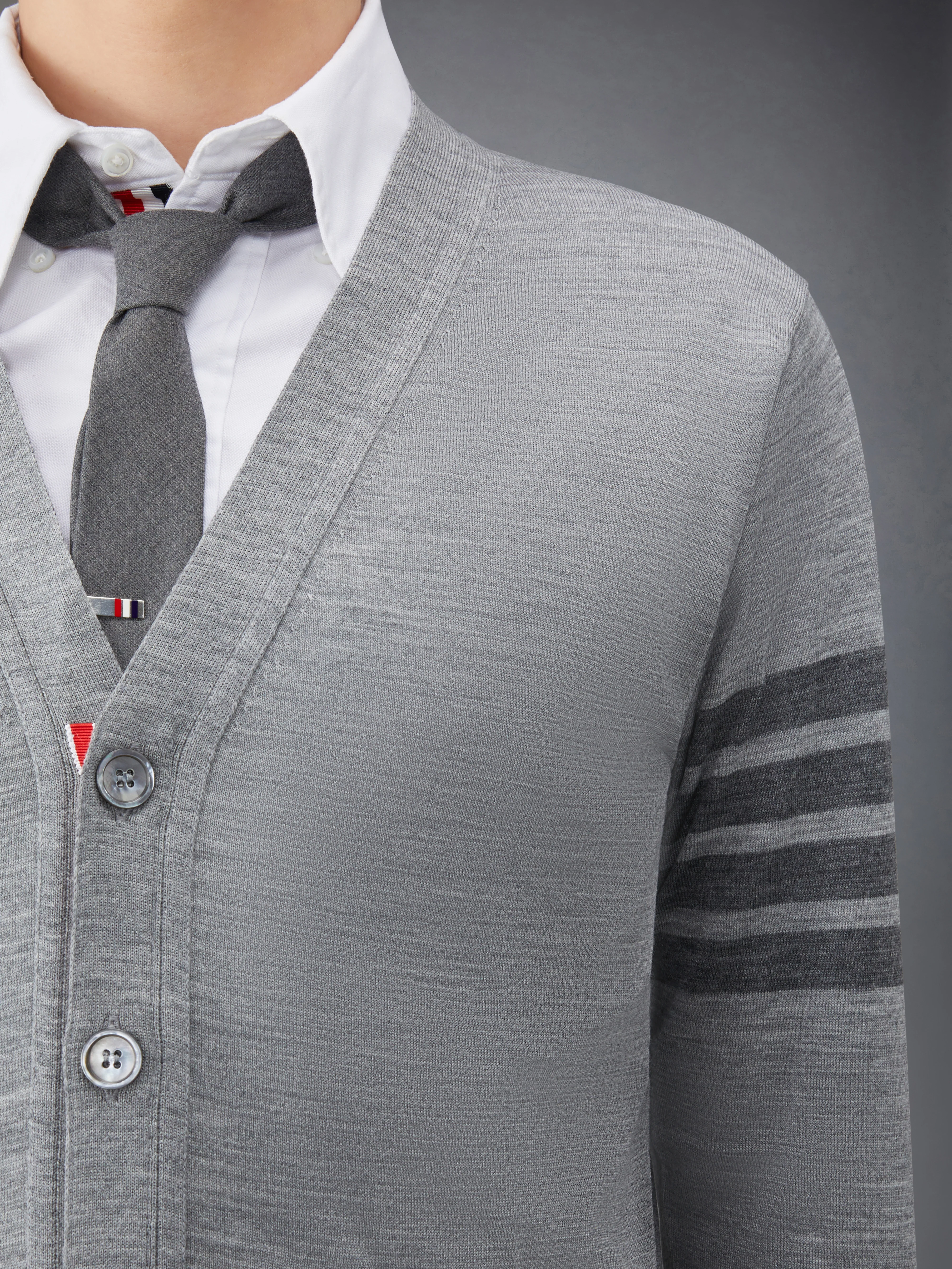 MERINO WOOL 4-BAR V-NECK CARDIGAN - Image 6
