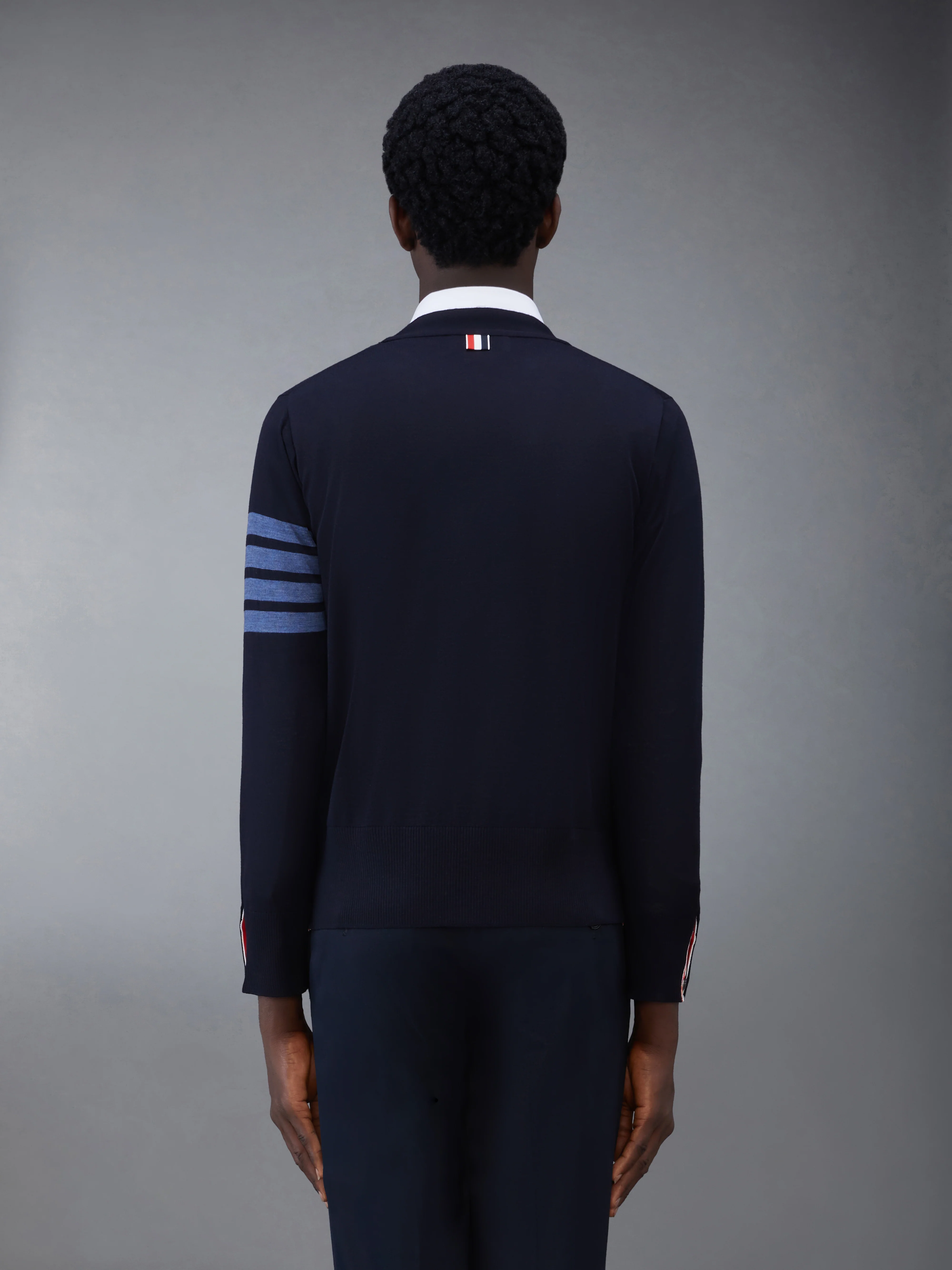 MERINO WOOL 4-BAR V-NECK CARDIGAN - Image 2