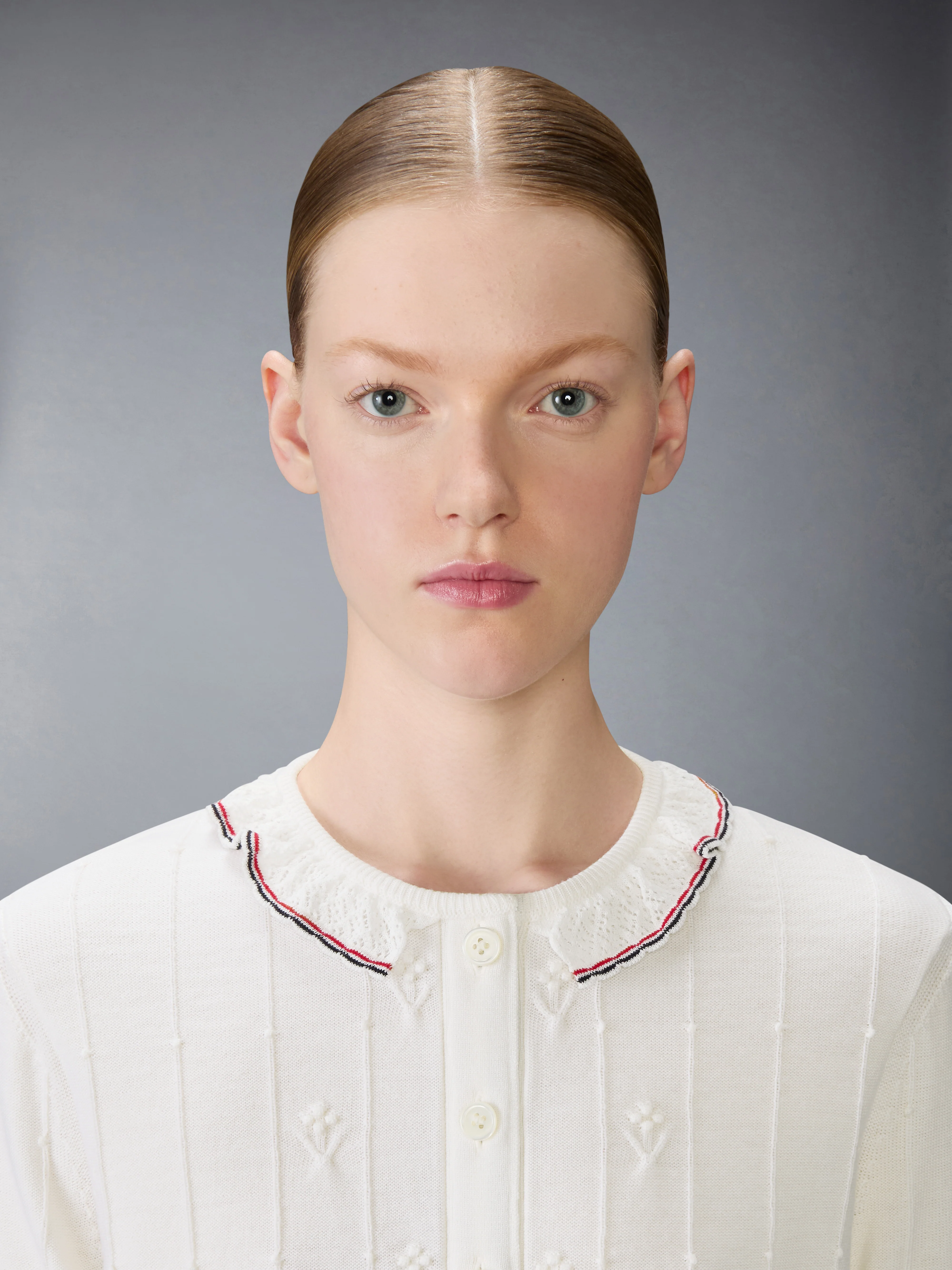 MERINO WOOL BOBBLE STITCH LACE TRIM CARDIGAN - Image 5