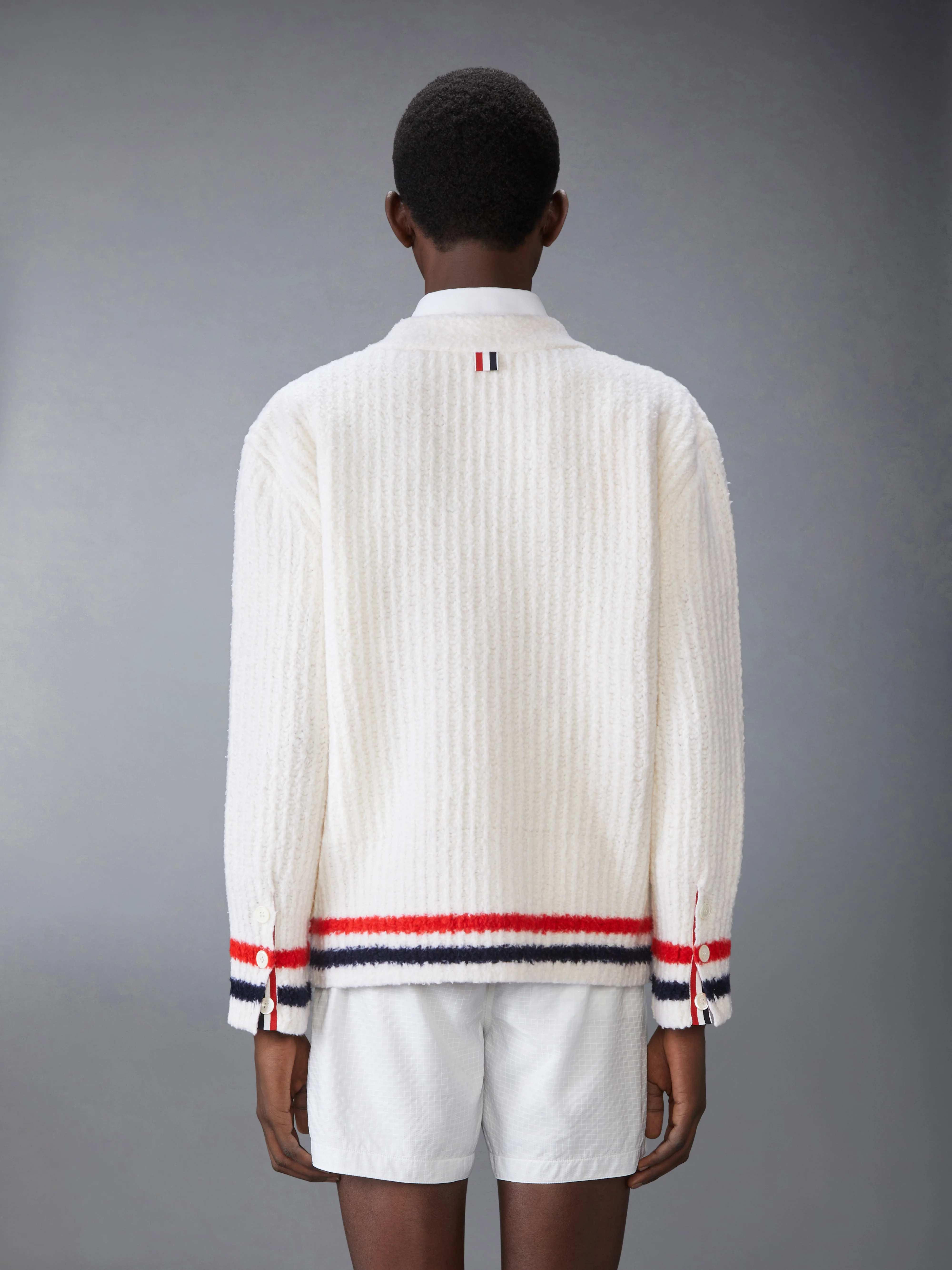 MERINO WOOL CHUNKY STITCH V NECK CARDIGAN - Image 2