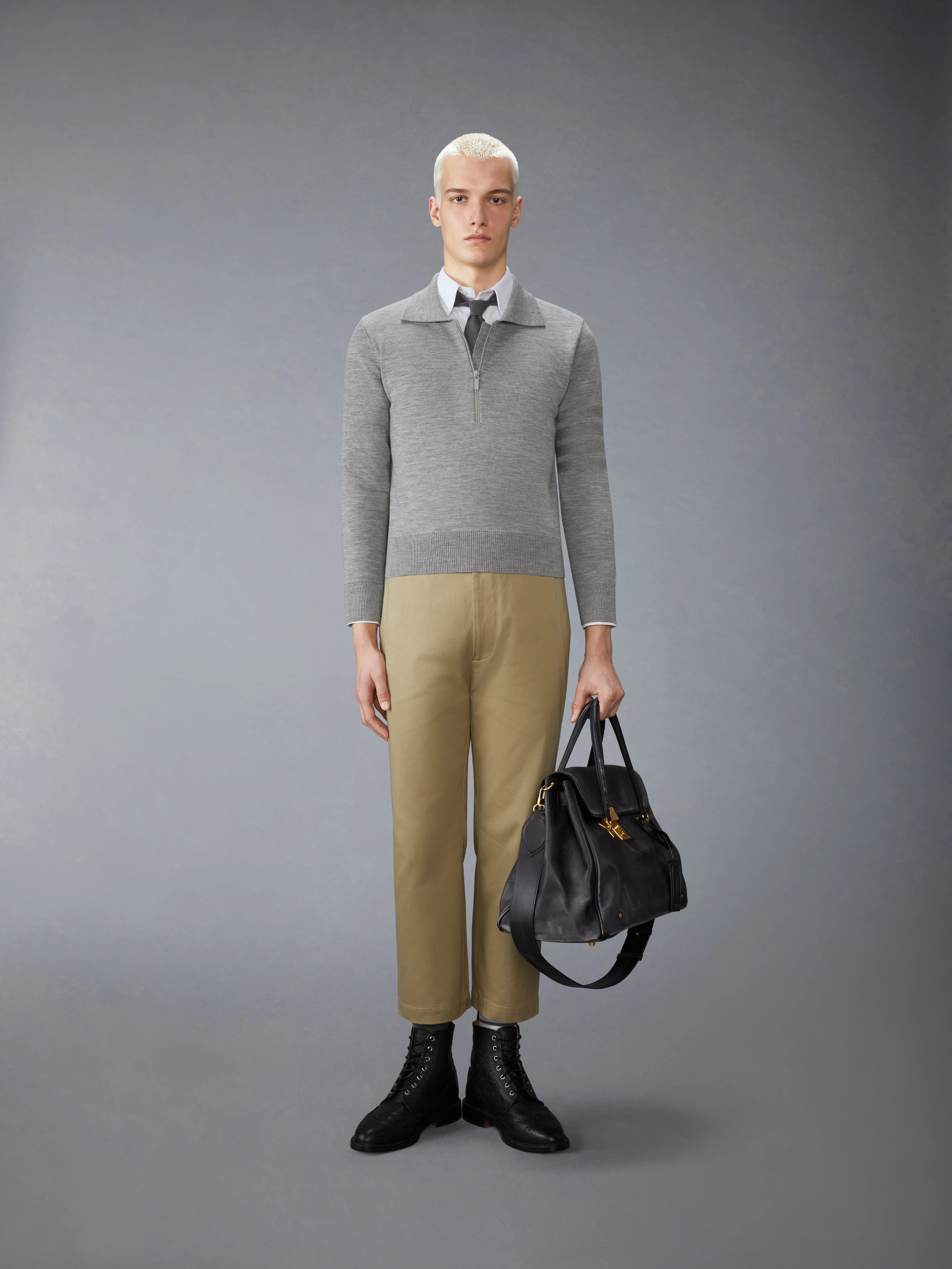 MERINO WOOL DOUBLE FACE 4-BAR HALF ZIP PULLOVER - Image 3