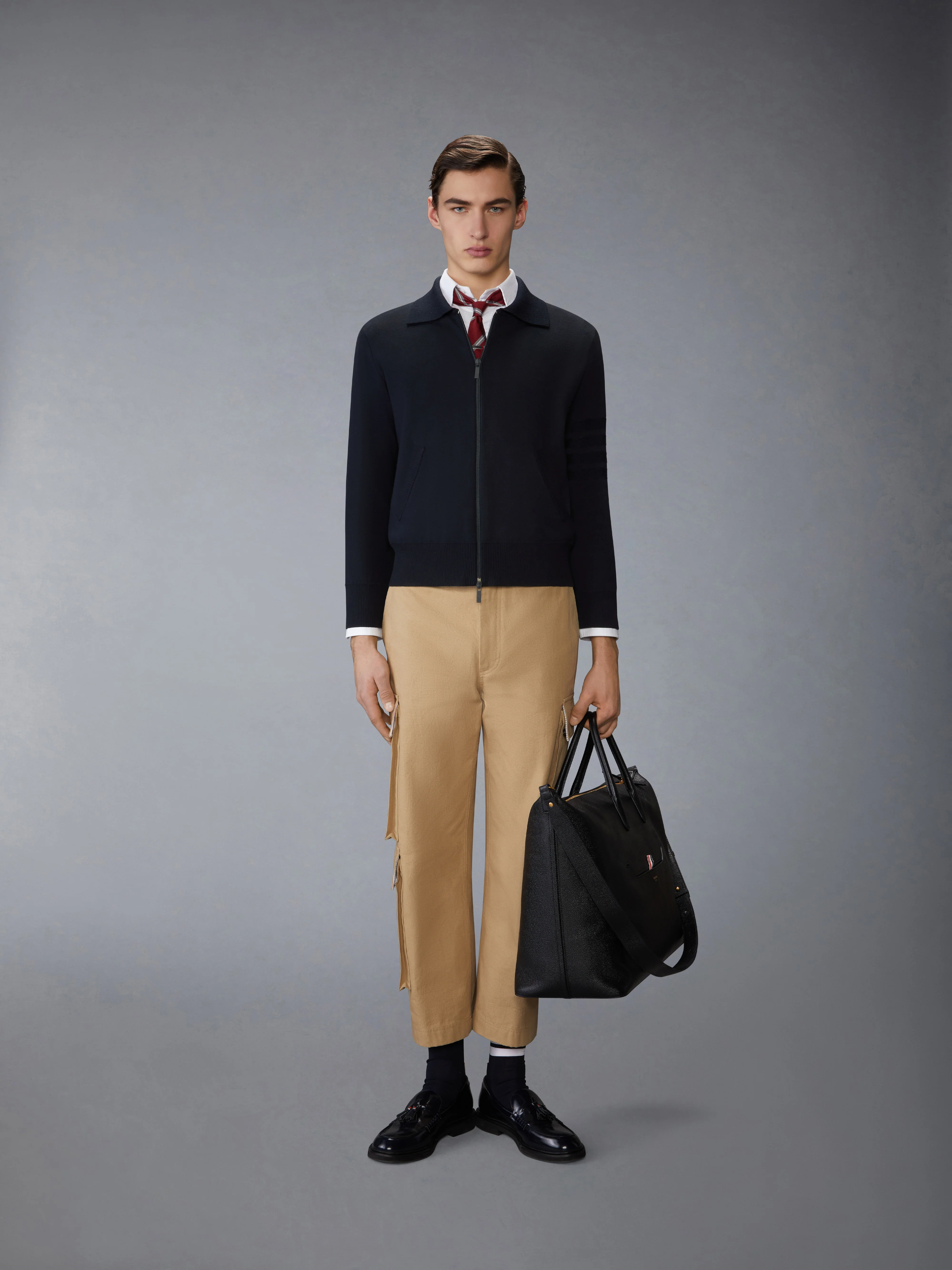 MERINO WOOL DOUBLE FACE 4-BAR ZIP UP CARDIGAN - Image 3