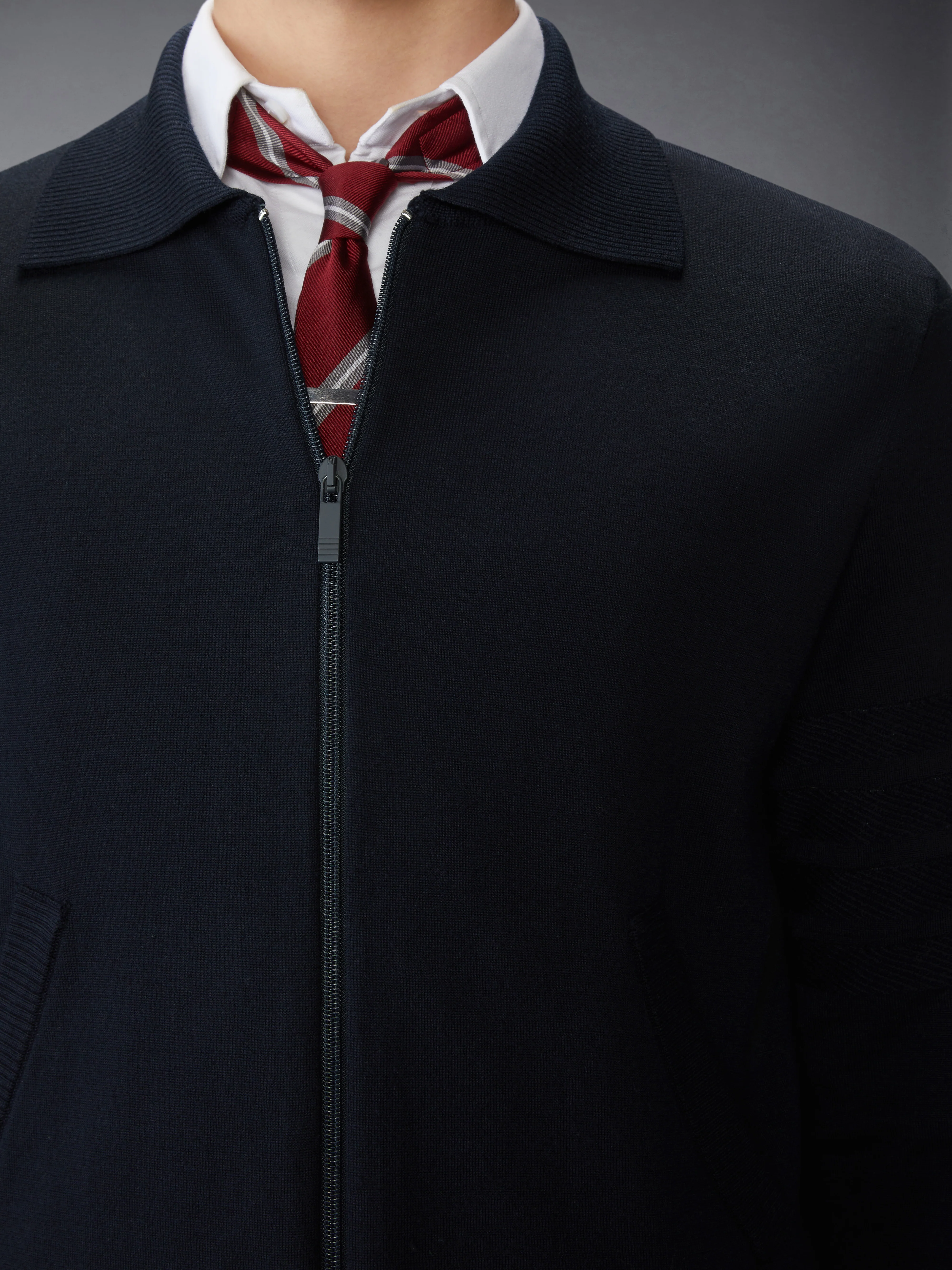 MERINO WOOL DOUBLE FACE 4-BAR ZIP UP CARDIGAN - Image 5