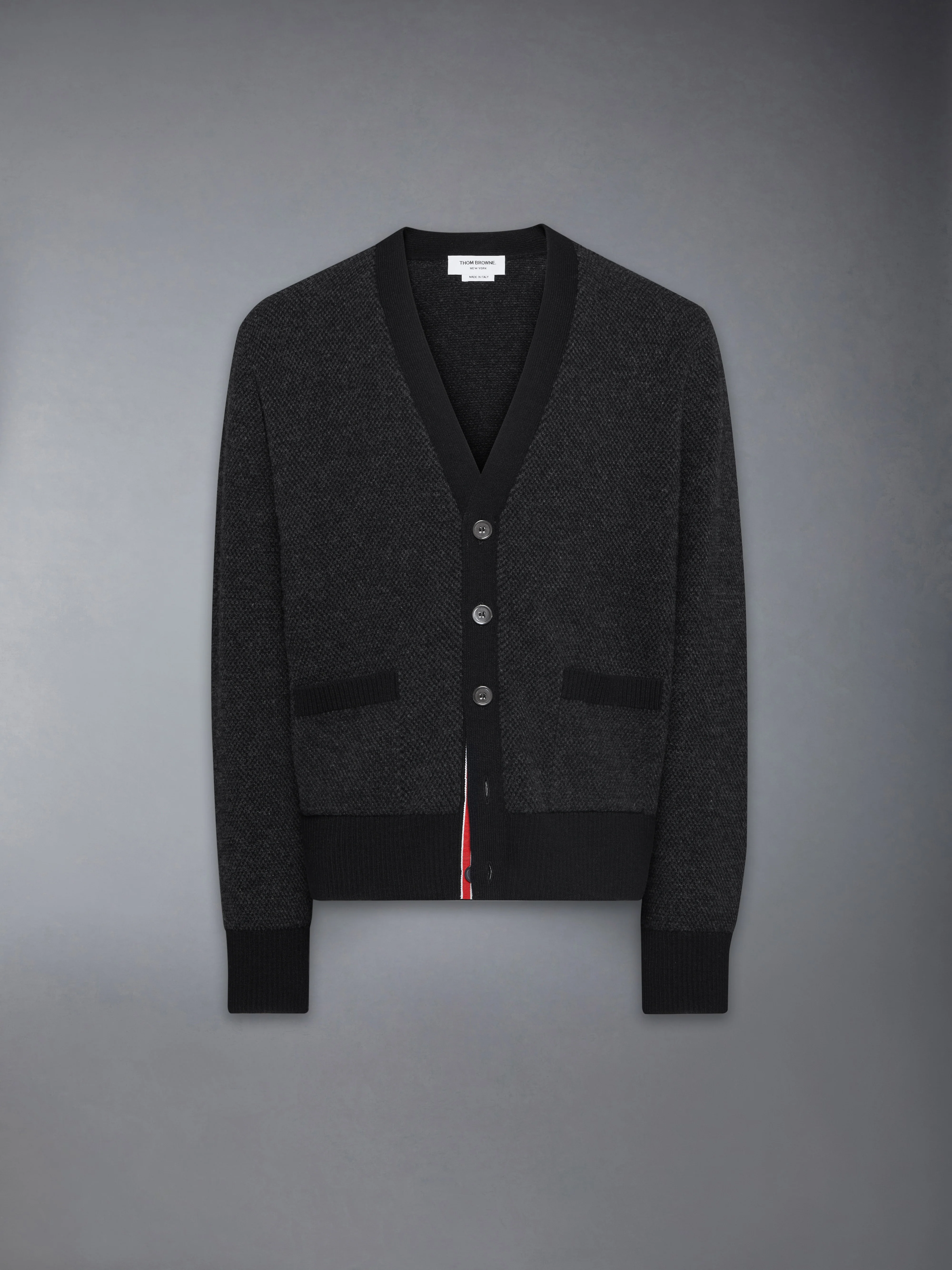 MERINO WOOL INTARSIA V NECK CARDIGAN - Image 6