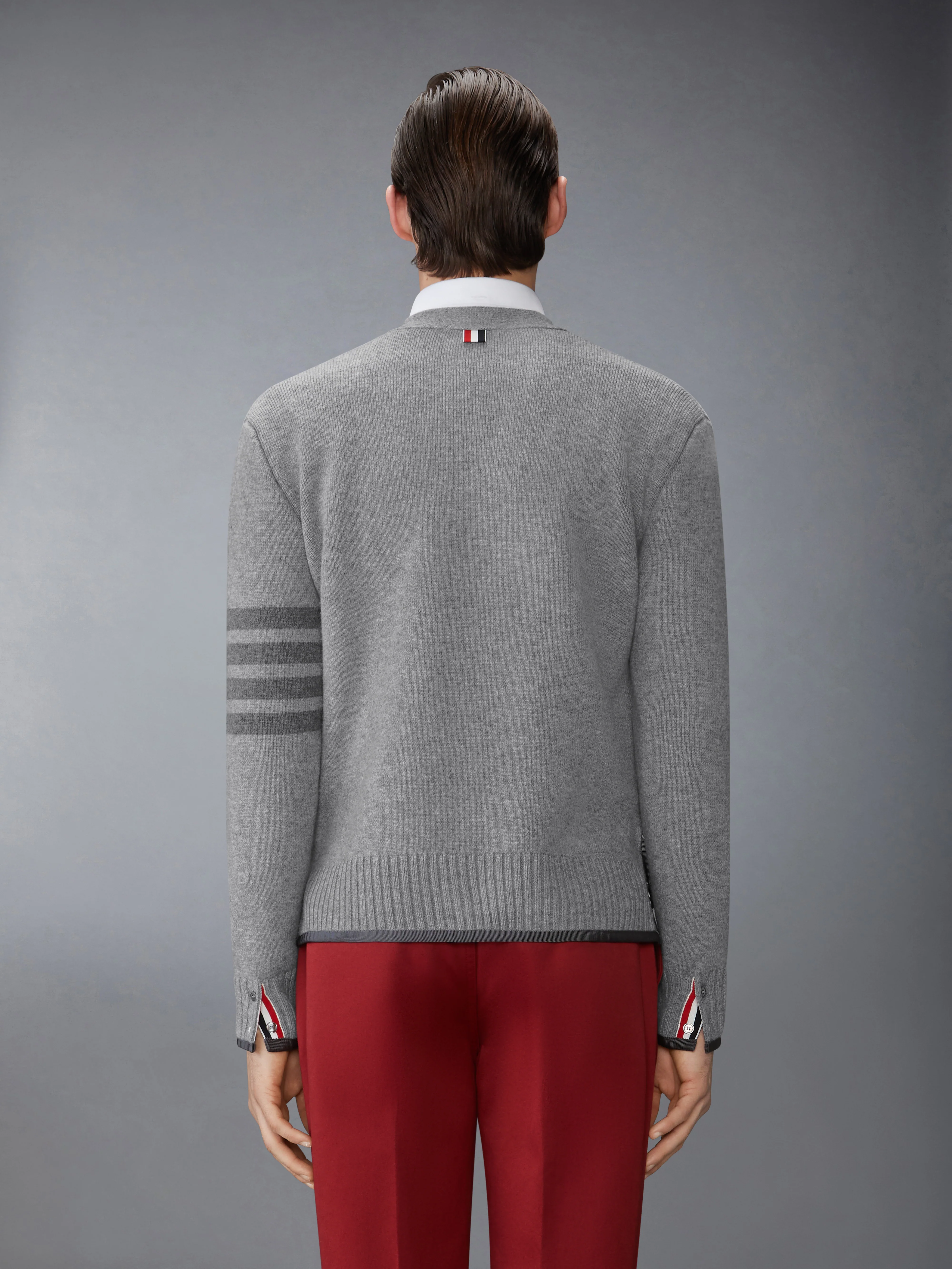 MILANO STITCH MERINO WOOL 4-BAR V NECK CARDIGAN - Image 2