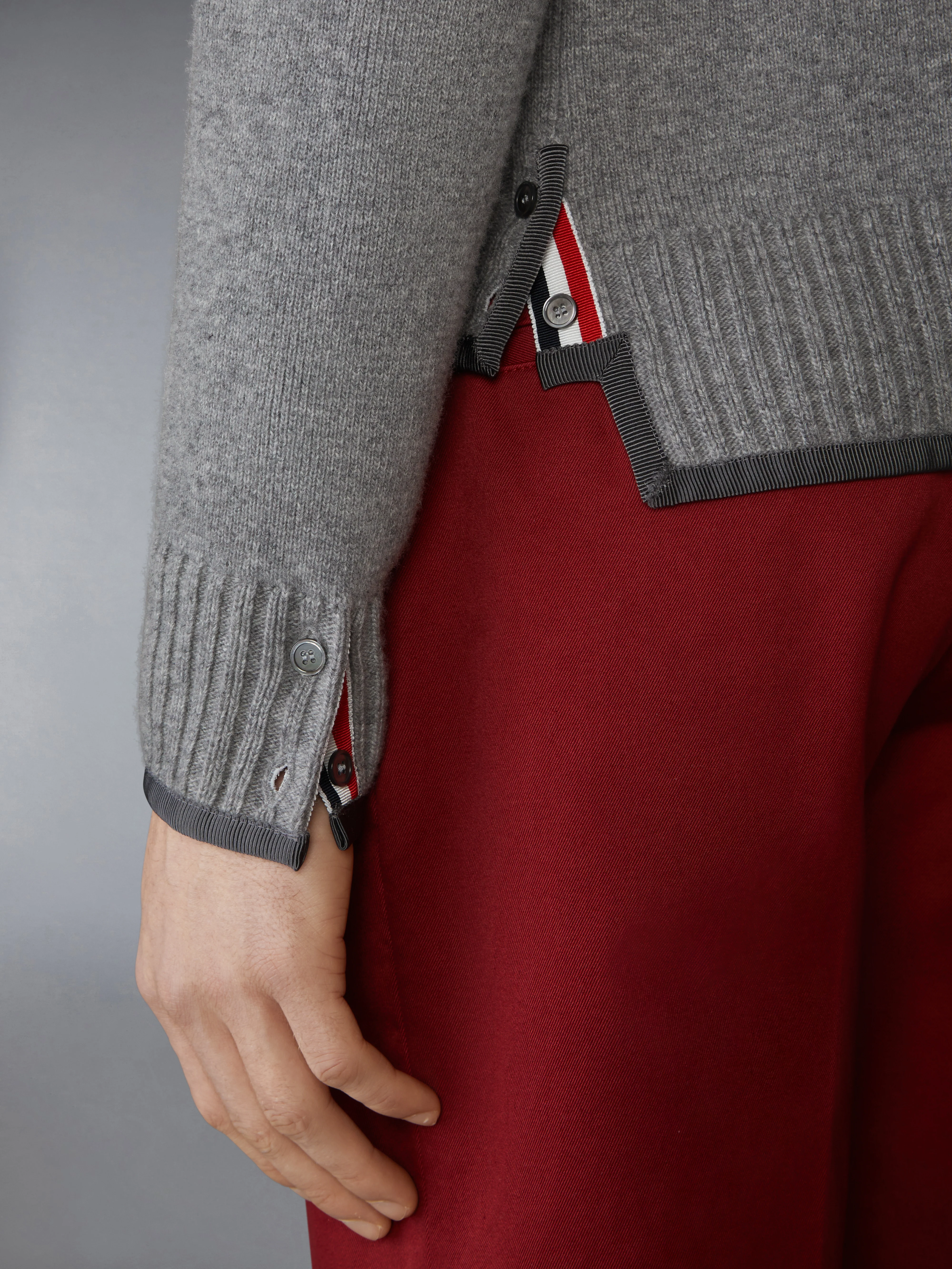 MILANO STITCH MERINO WOOL 4-BAR V NECK CARDIGAN - Image 4