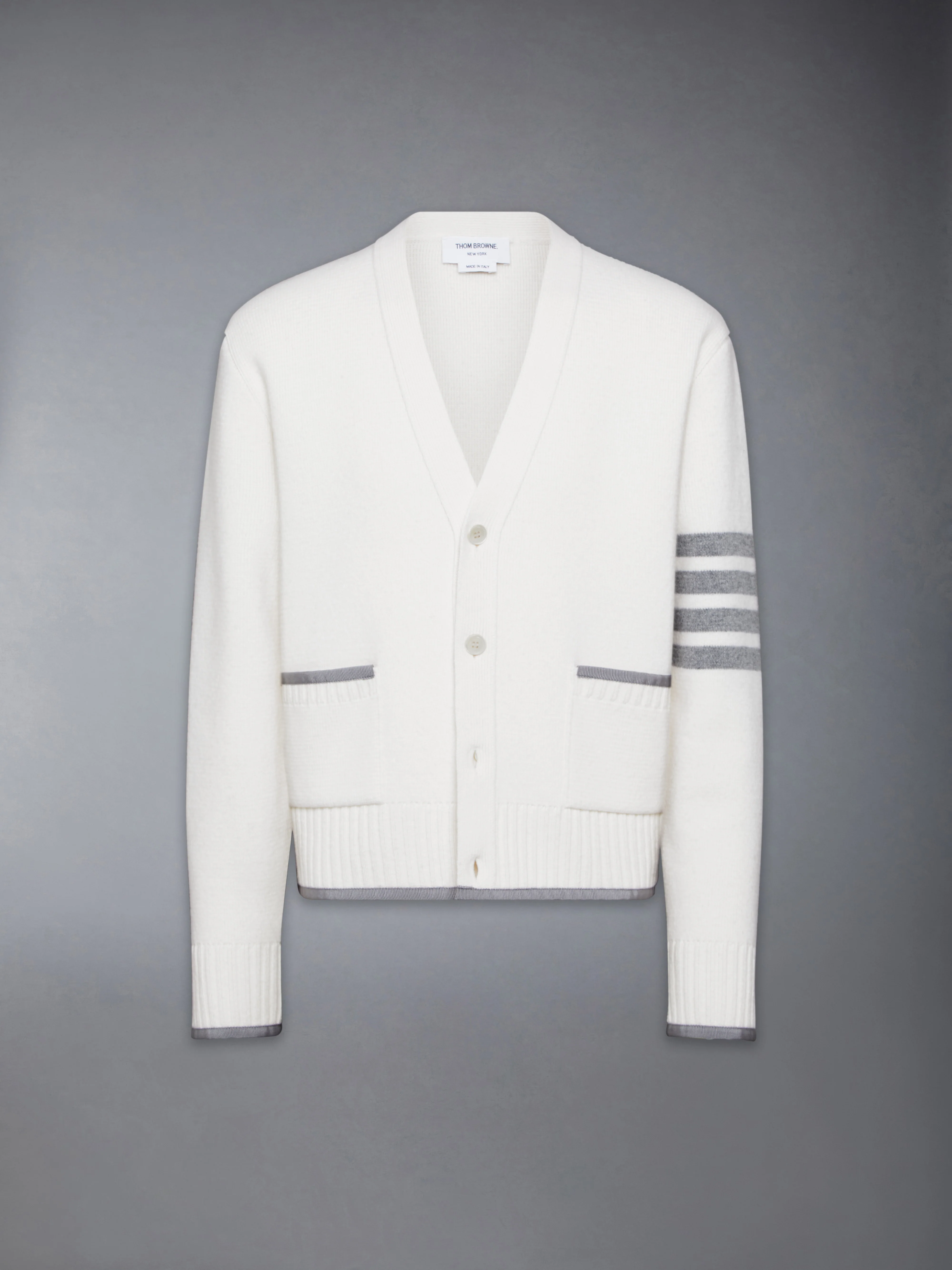 MILANO STITCH MERINO WOOL 4-BAR V NECK CARDIGAN - Image 6