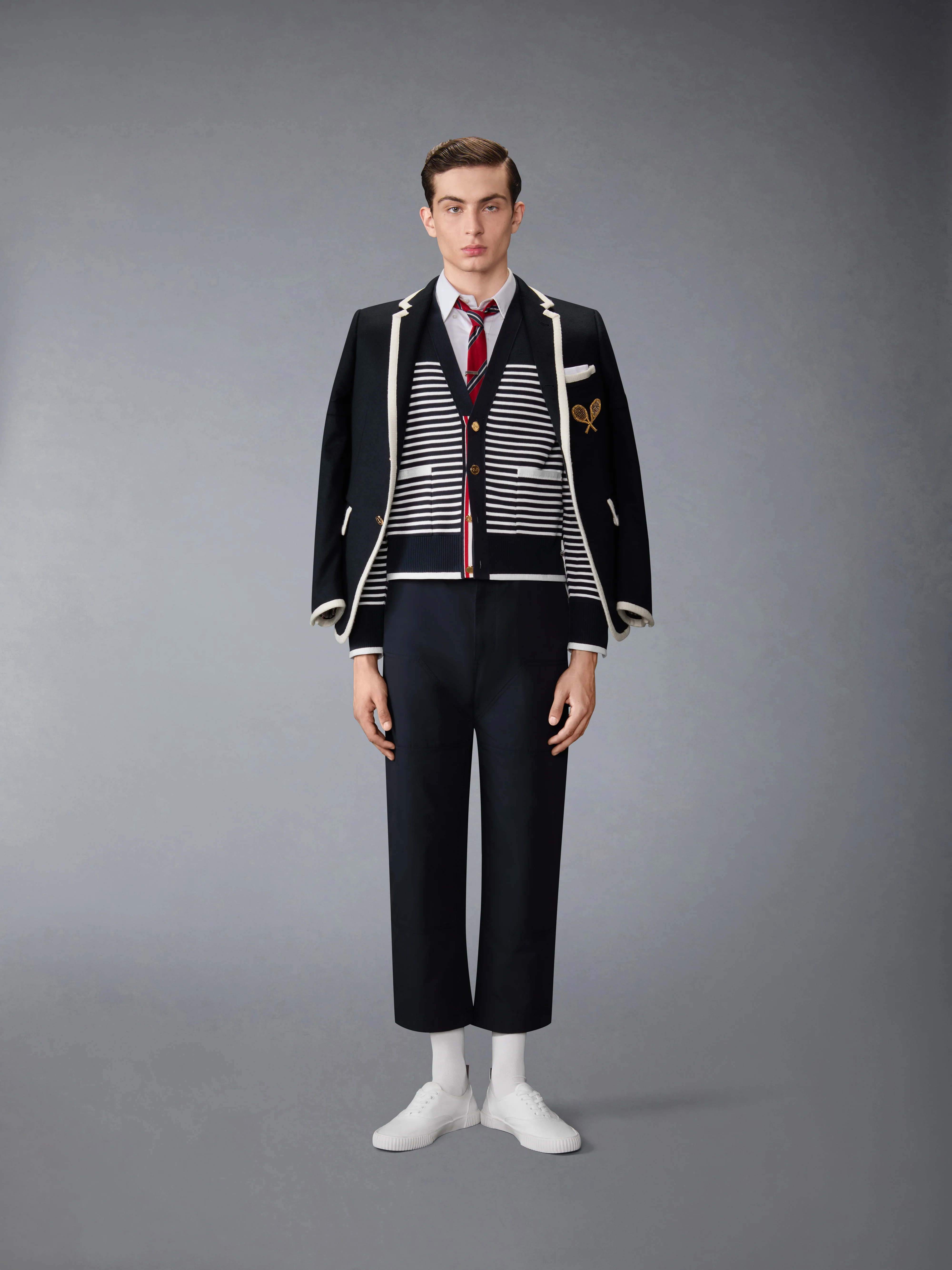 MILANO STITCH STRIPED BOXY FIT CARDIGAN - Image 3
